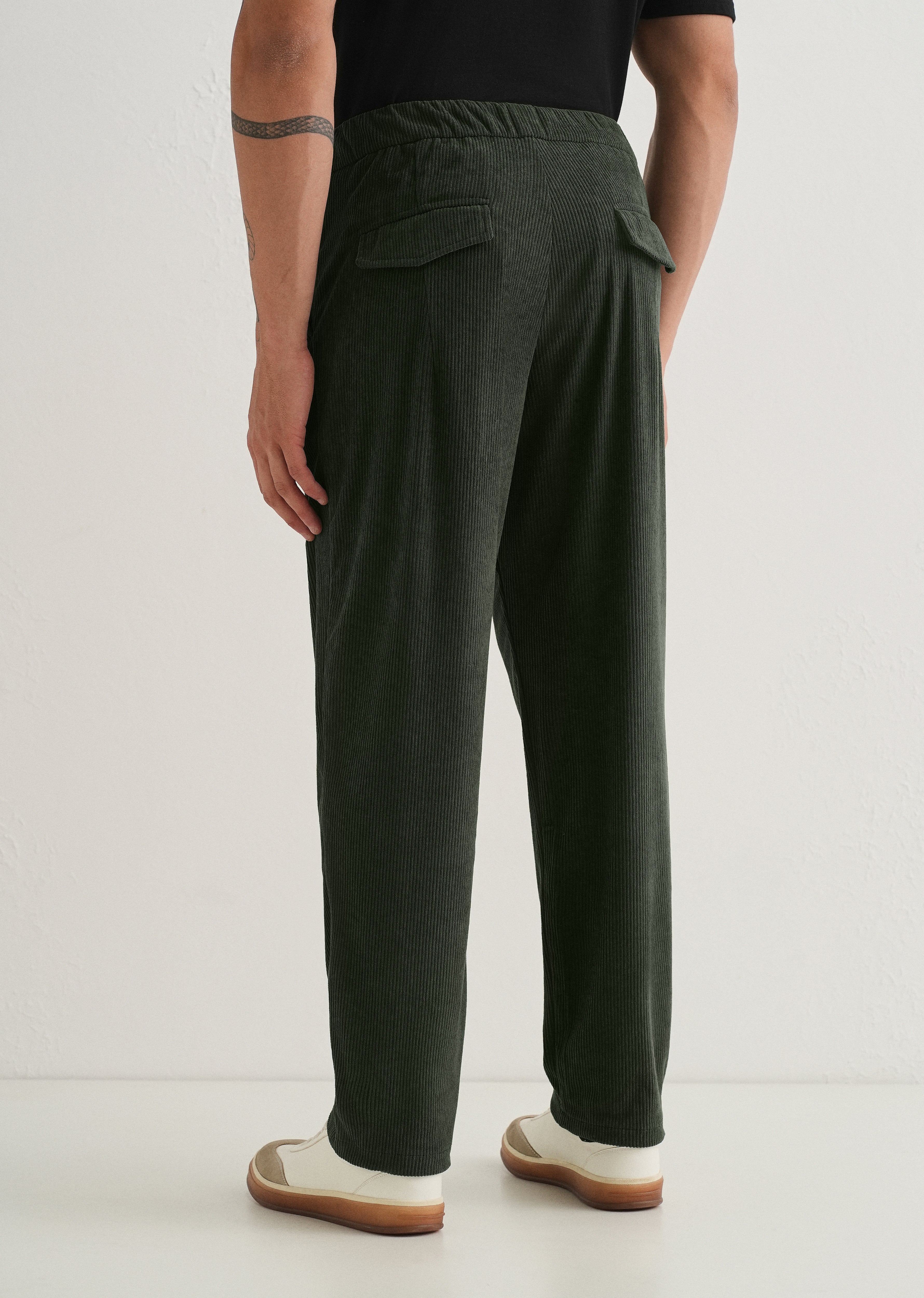 Green Drawstring Corduroy Pant