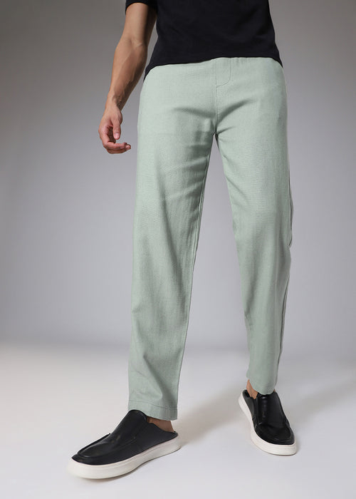 Green Drawstring Linen Pant