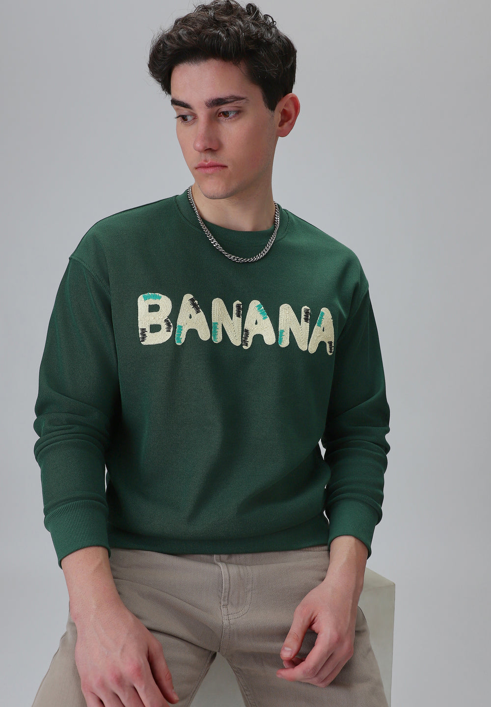 Green Embossed Sweatshirt