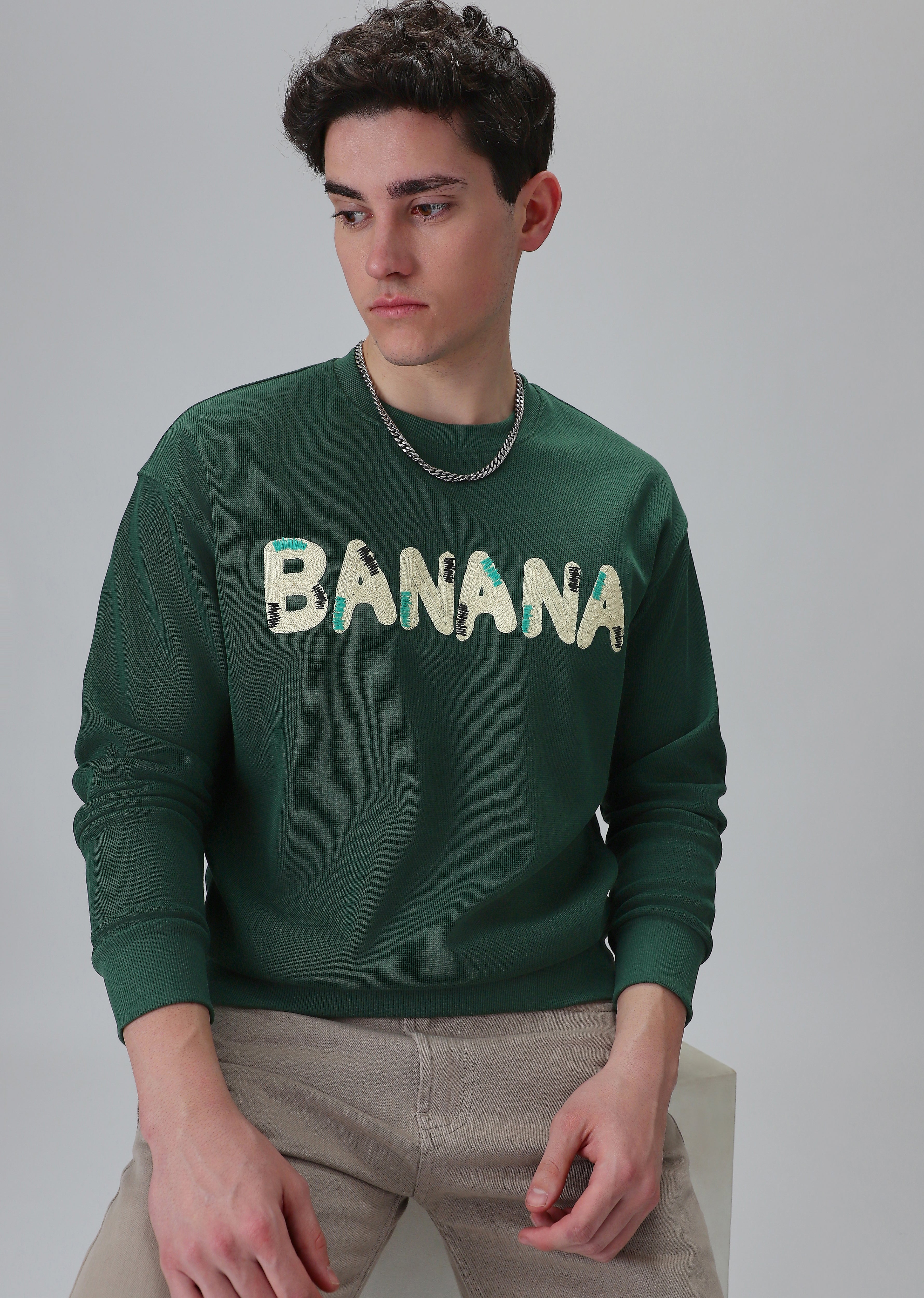 Green Embossed Sweatshirt