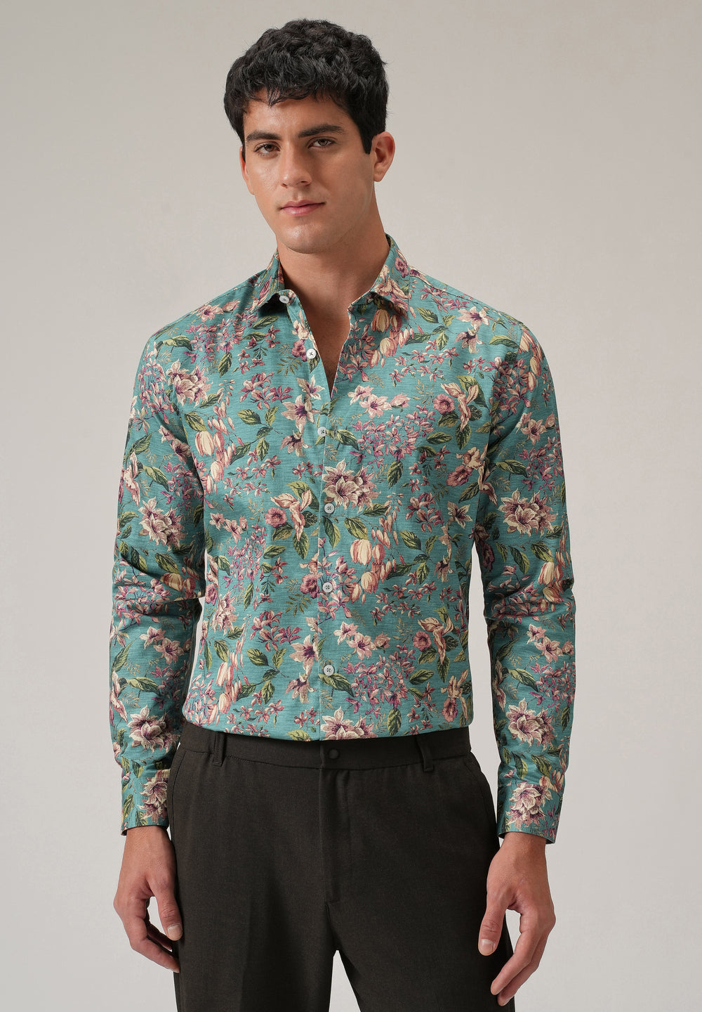 Green Floral Print Shirt