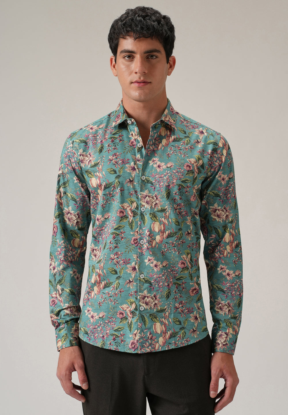 Green Floral Print Shirt