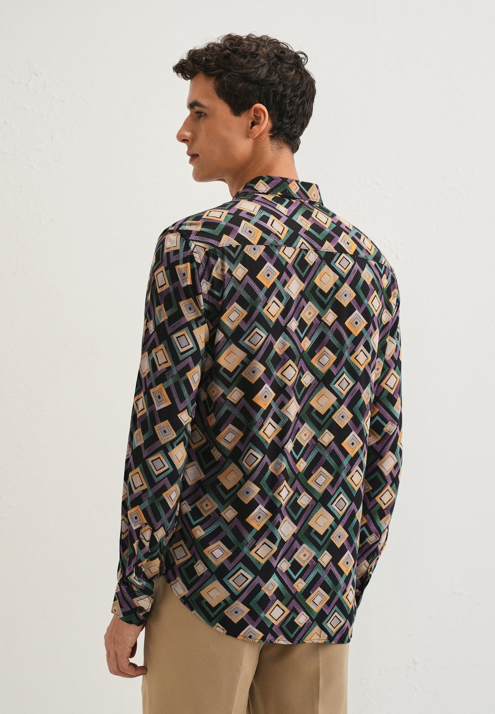 Green Geometric Feather Shirt