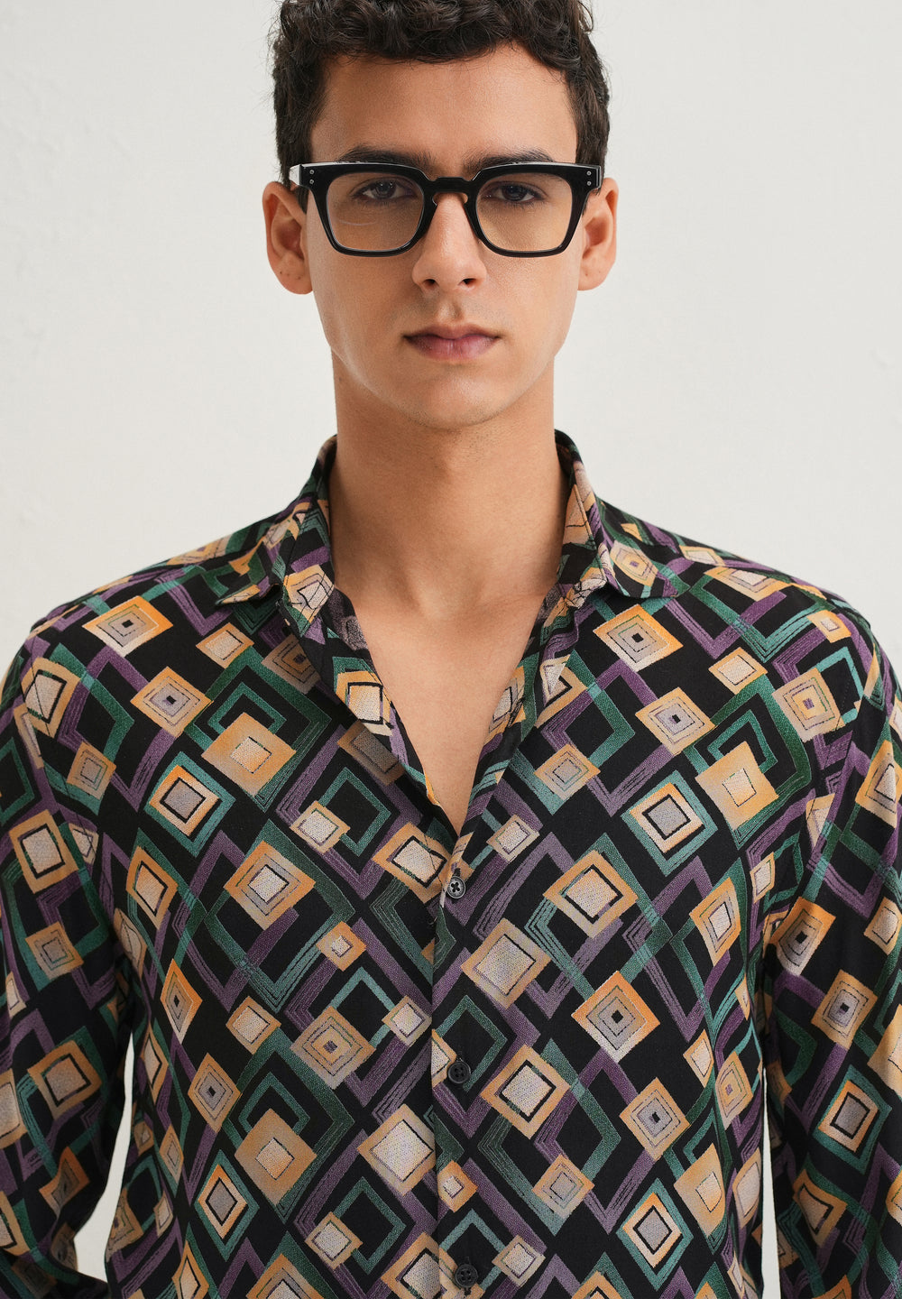 Green Geometric Feather Shirt