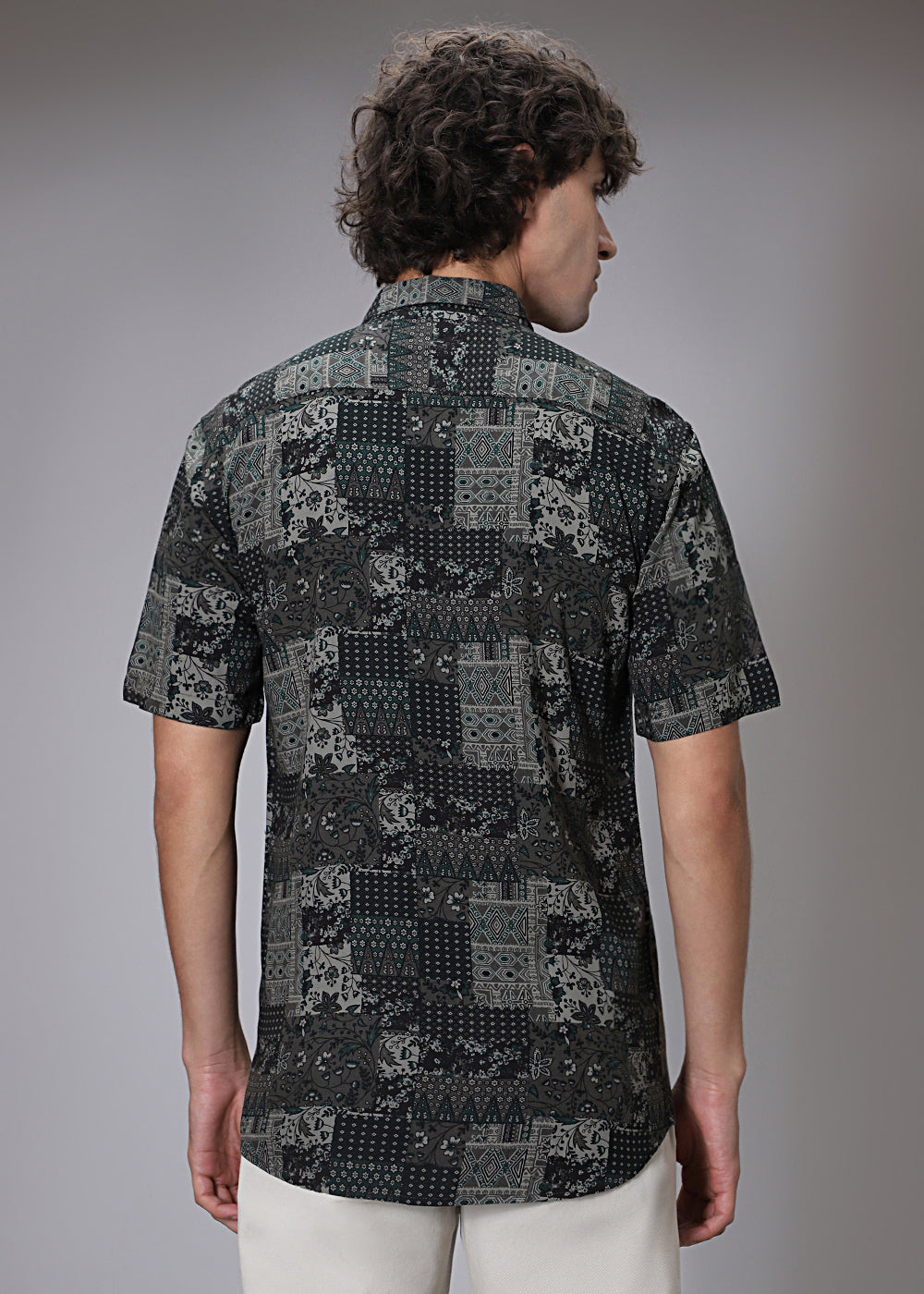 Green Geometric Print Shirt
