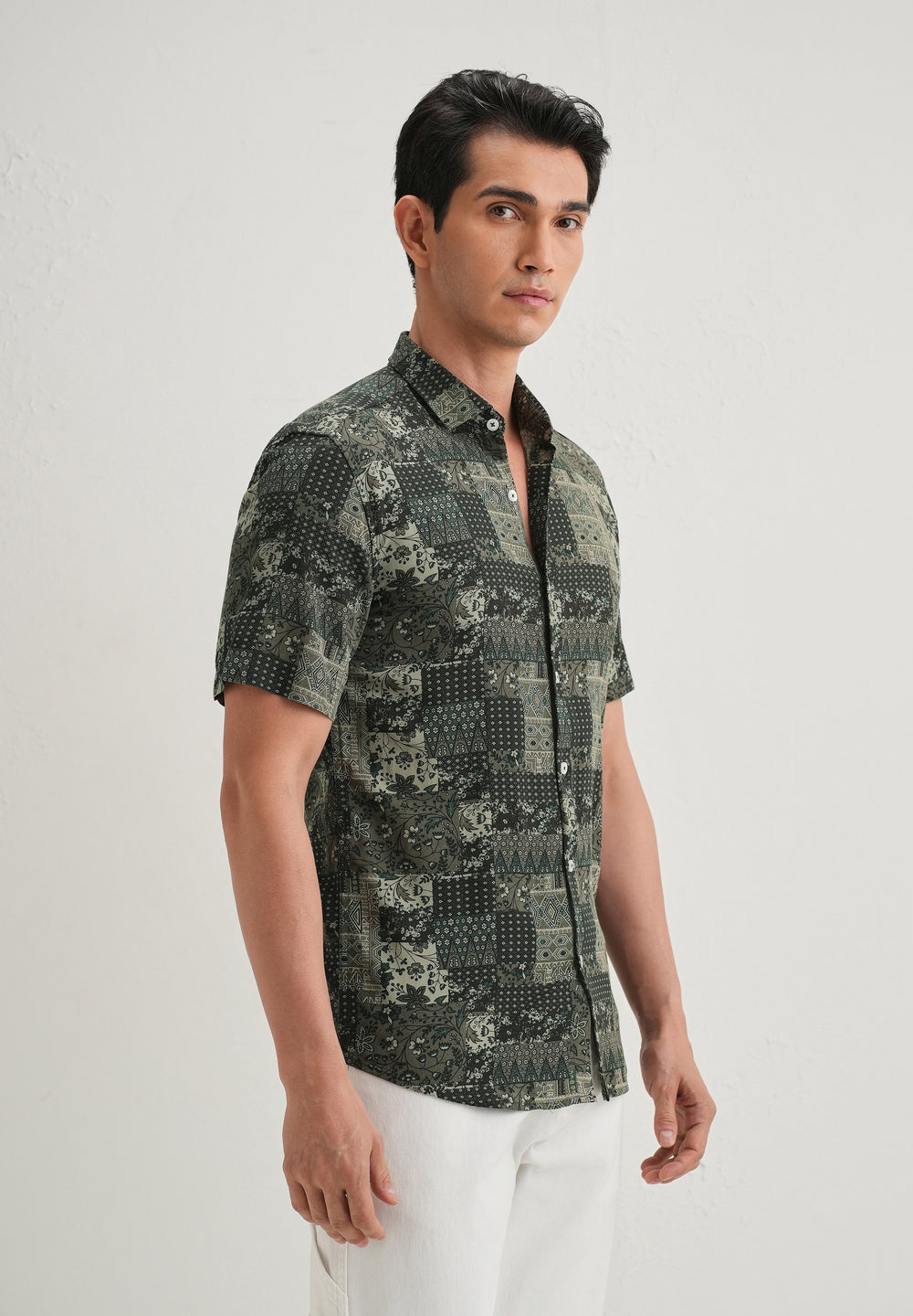 Green Geometric Print Shirt
