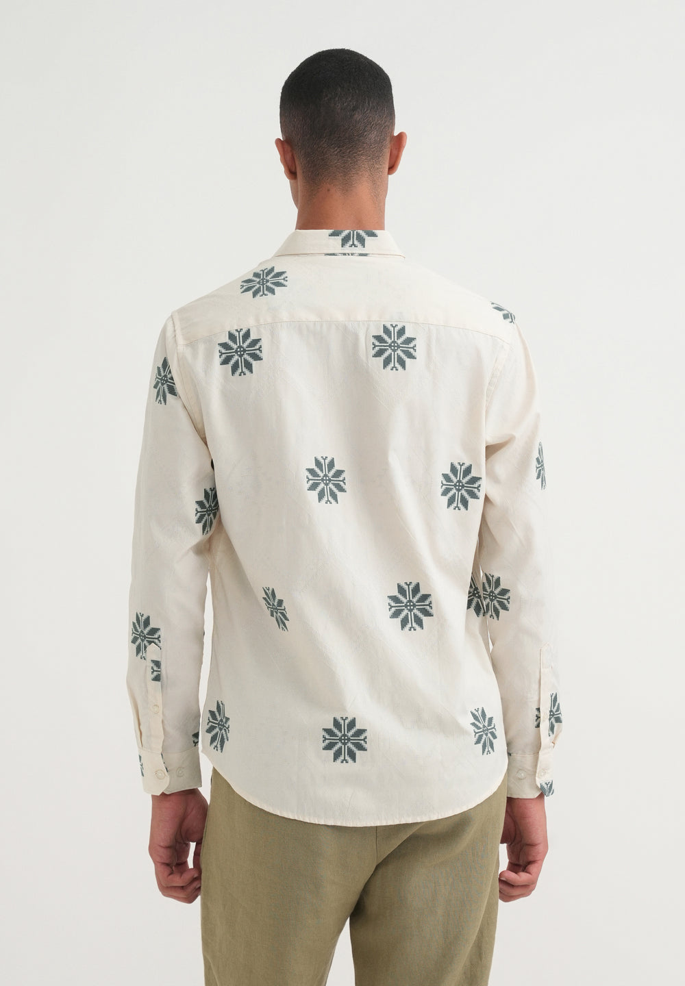 Green Geometric Printed Jacquard Shirt