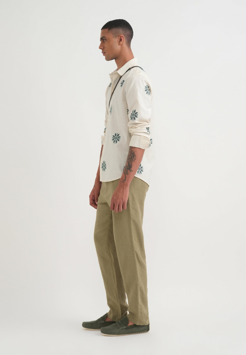 Green Geometric Printed Jacquard Shirt