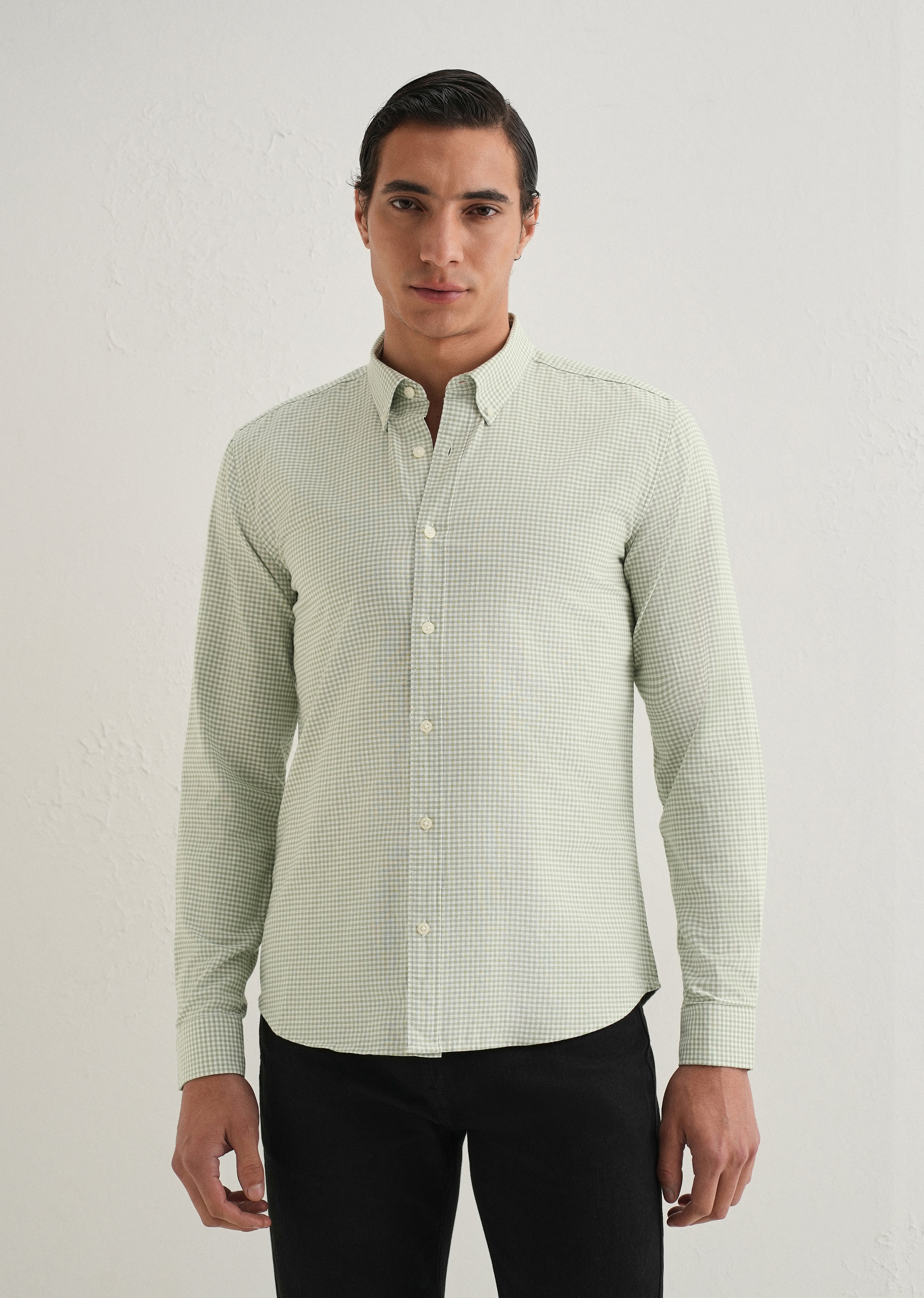 Green Gingham Check Shirt