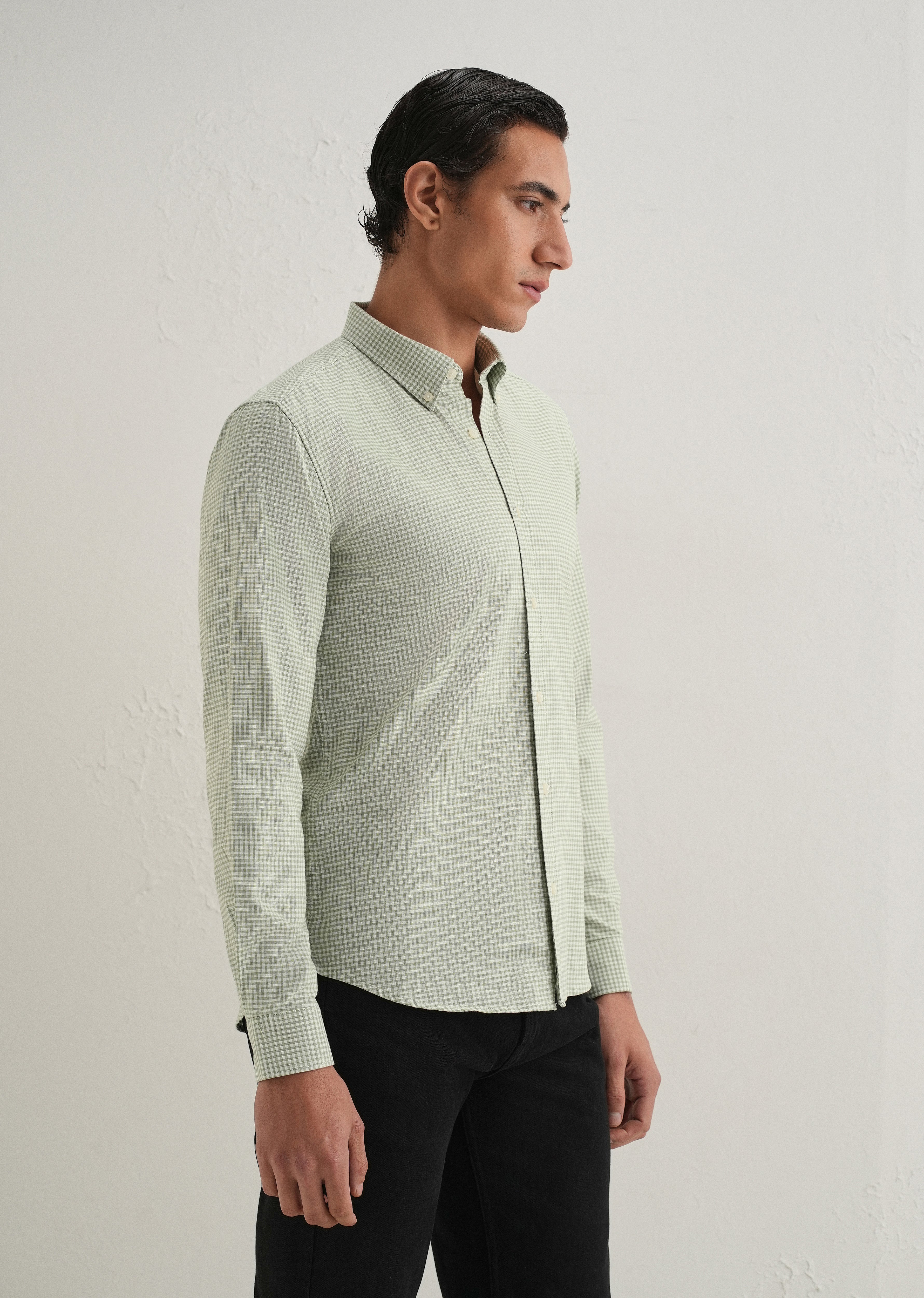 Green Gingham Check Shirt