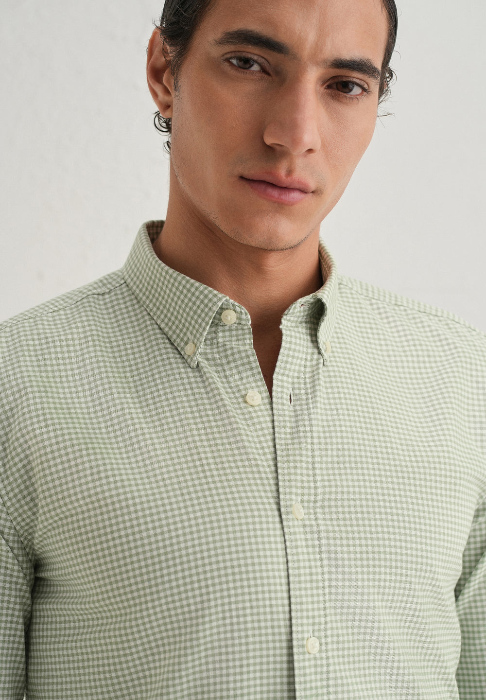 Green Gingham Check Shirt