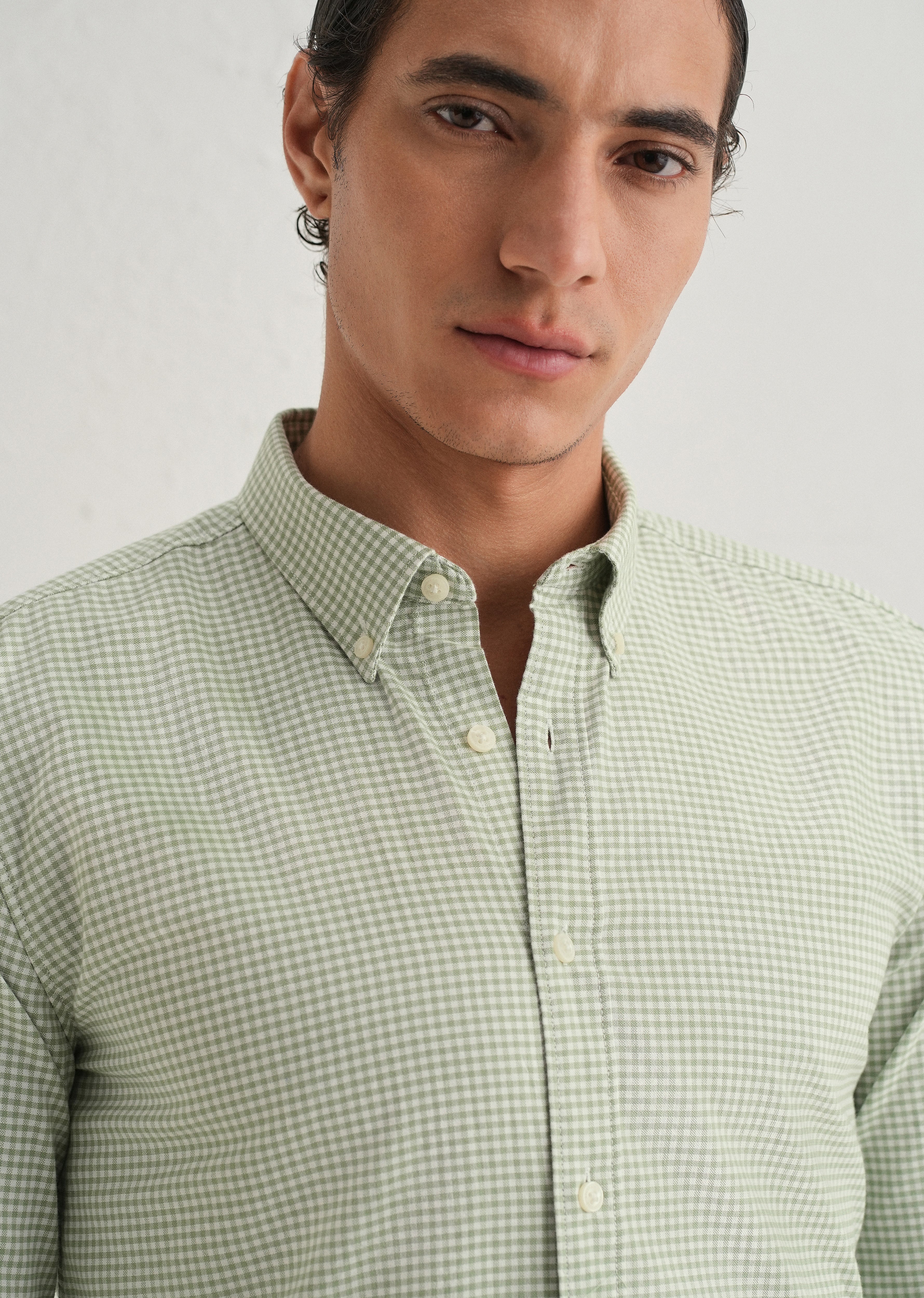 Green Gingham Check Shirt