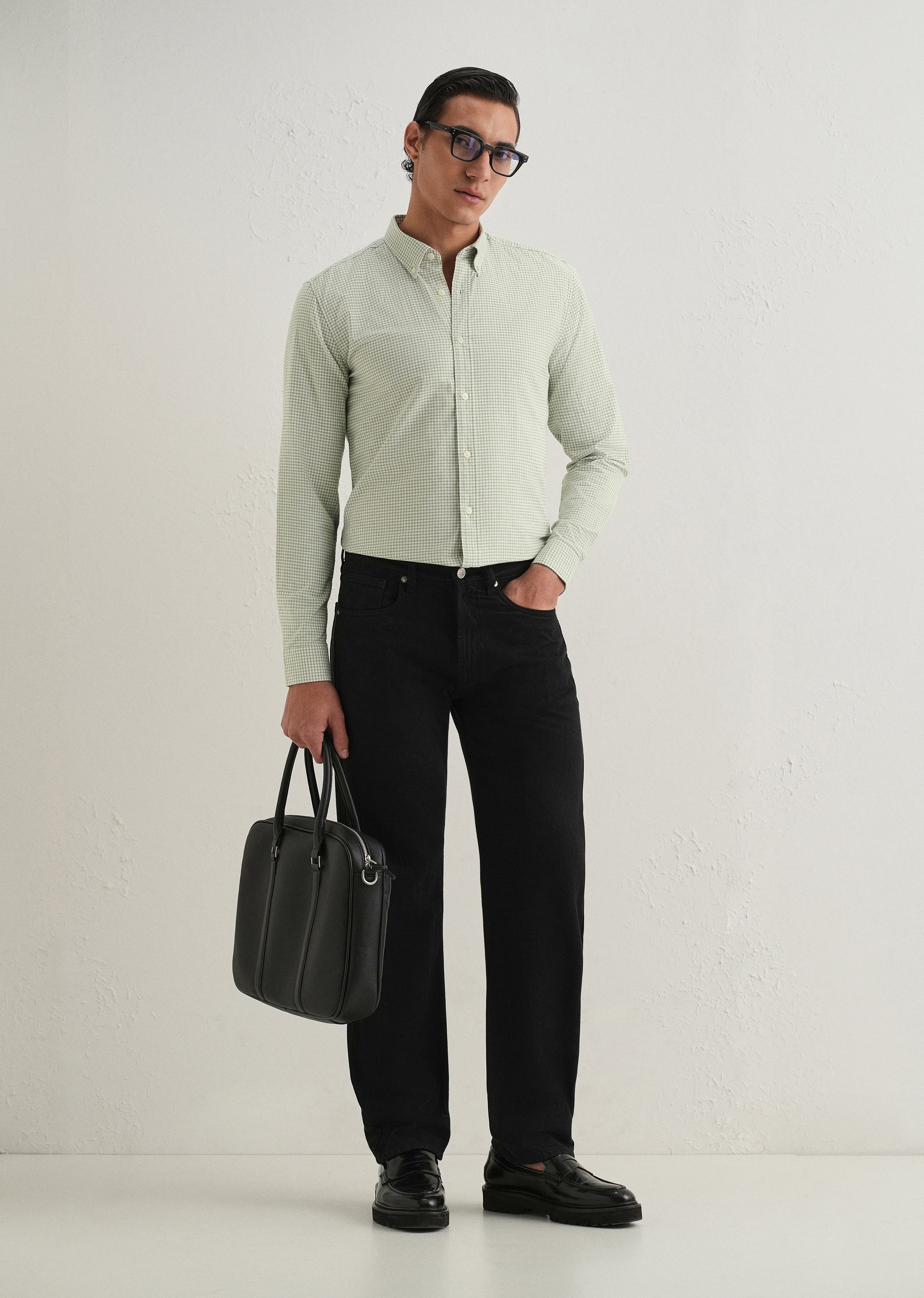 Green Gingham Check Shirt