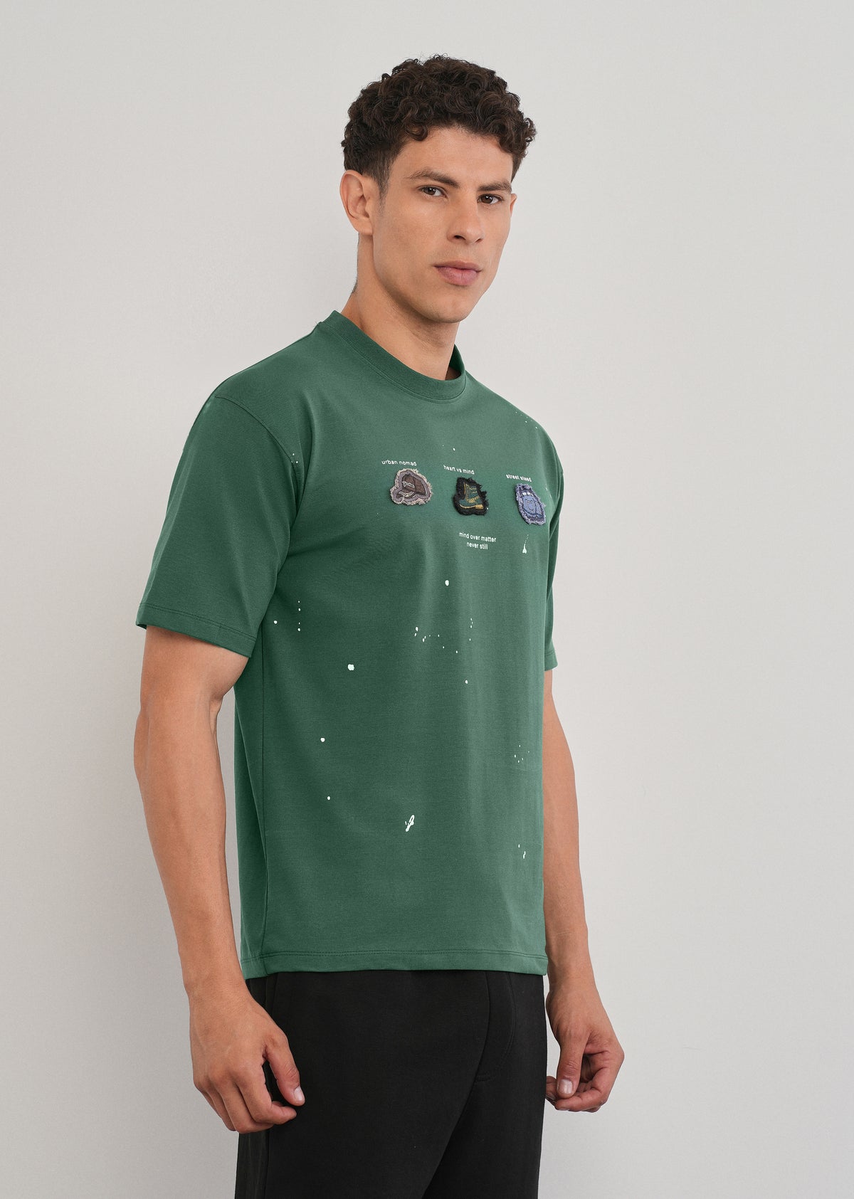 Green Applique Motif T-Shirt