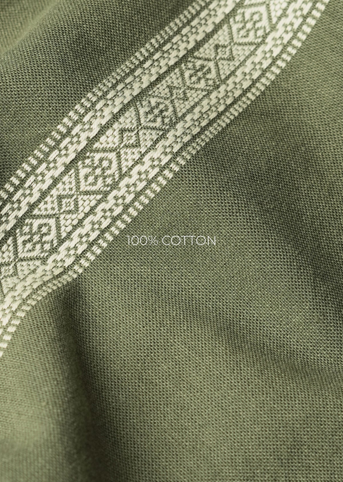 Green Jacquard Stripe Cotton Shirt