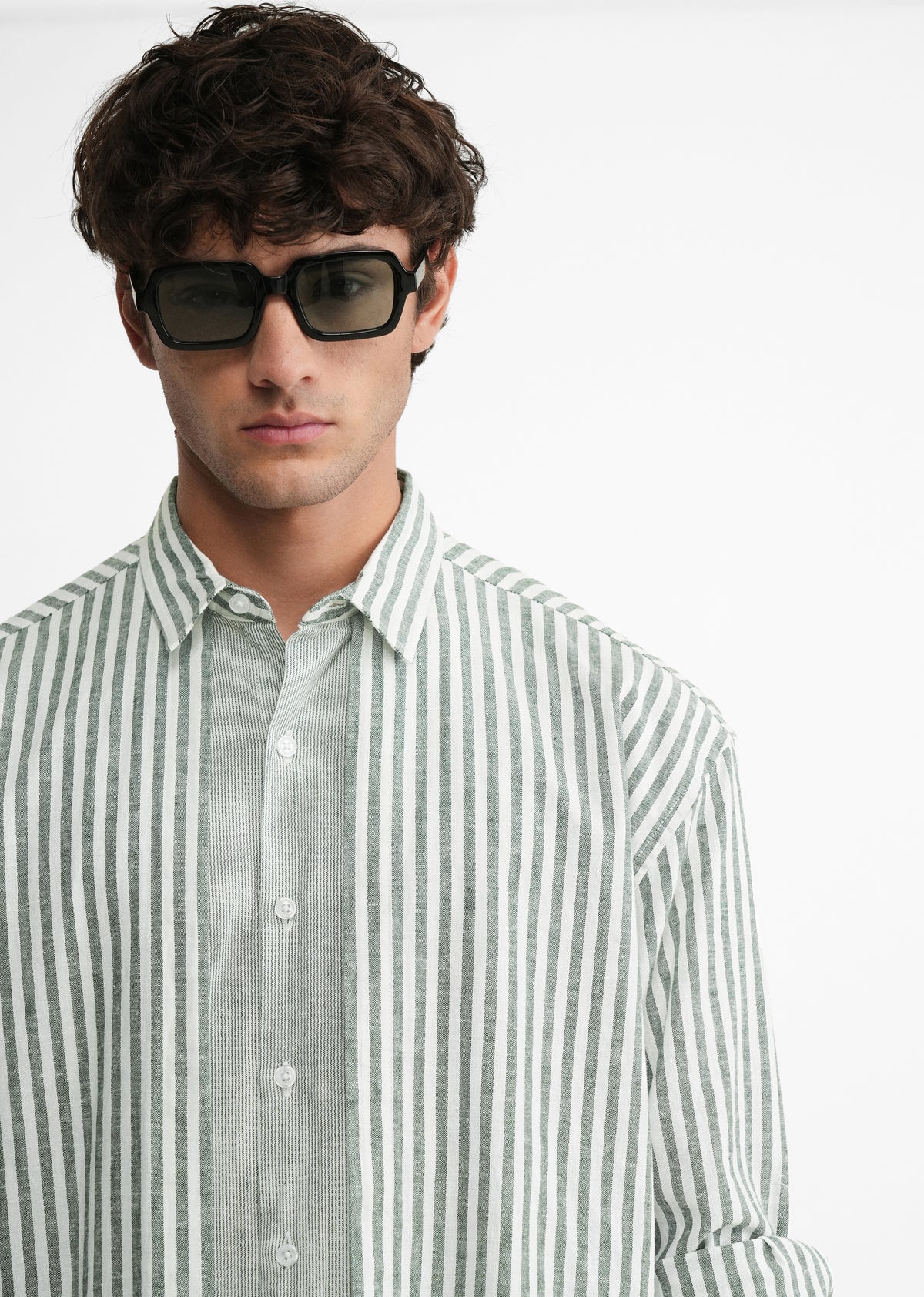 Mint Green Layered Look Stripe Shirt