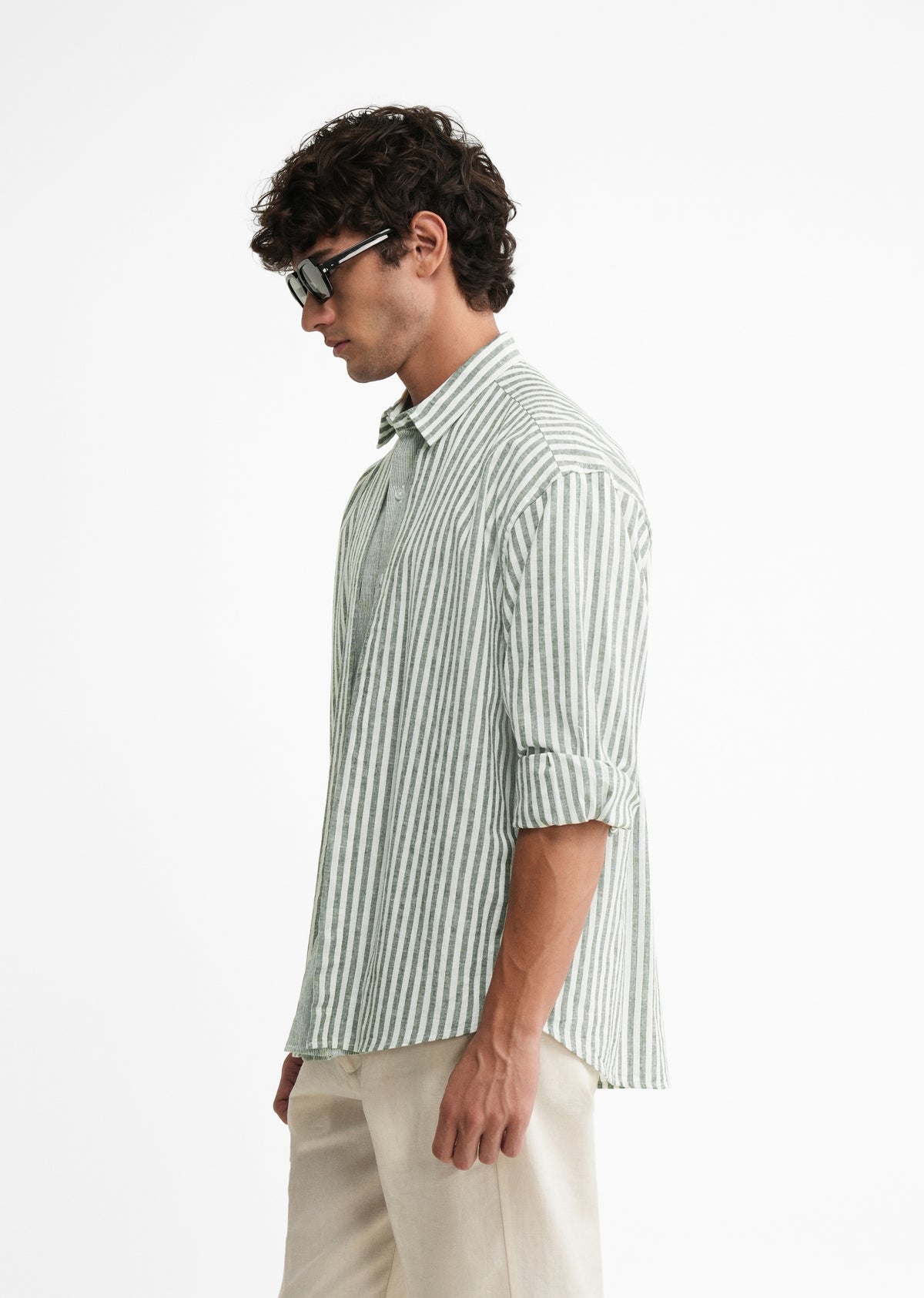 Mint Green Layered Look Stripe Shirt
