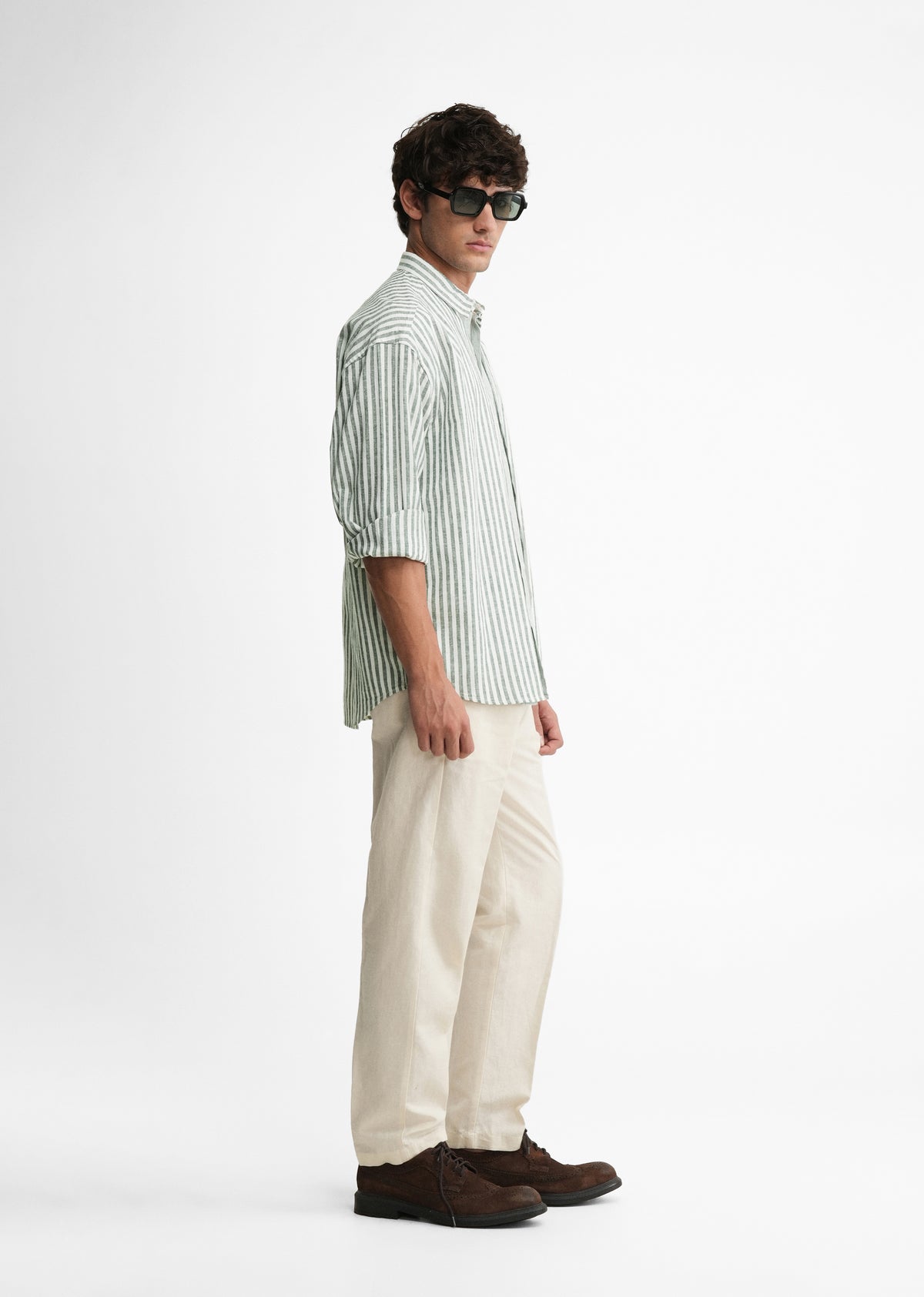 Mint Green Layered Look Stripe Shirt