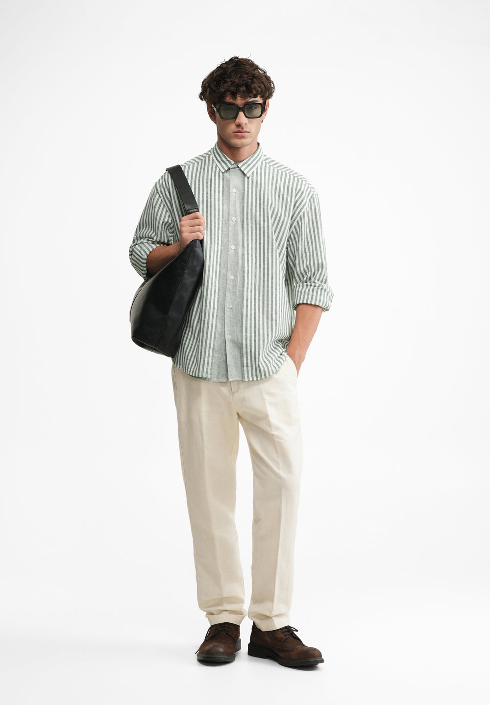 Mint Green Layered Look Stripe Shirt