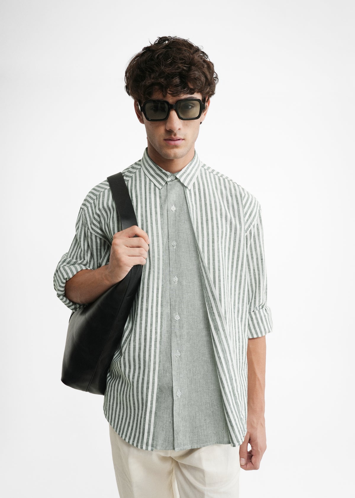 Mint Green Layered Look Stripe Shirt