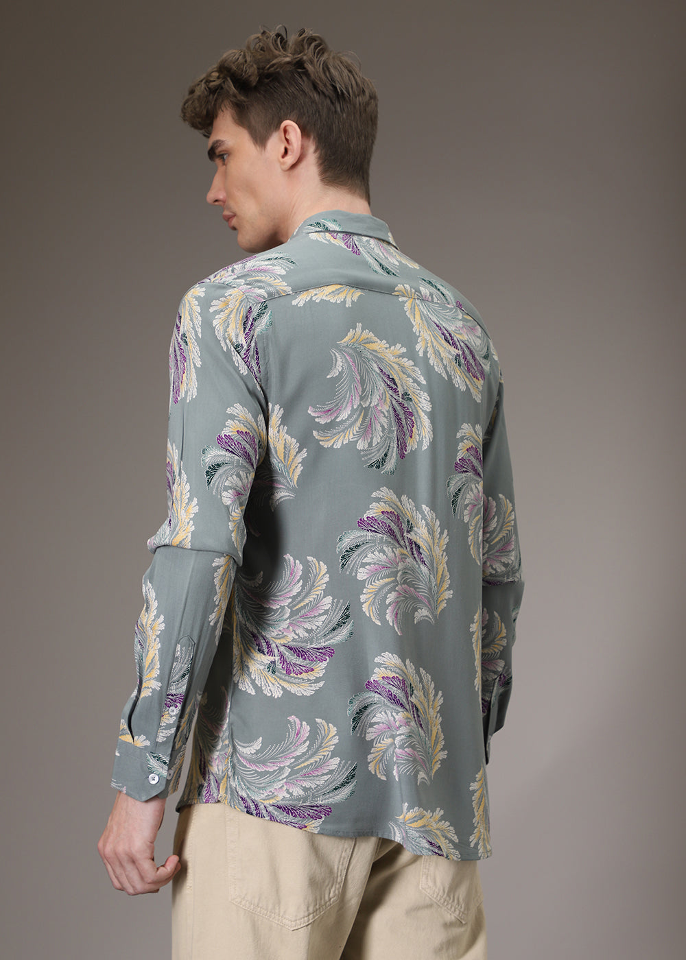 Green Leaf Abstract Feather Shirt