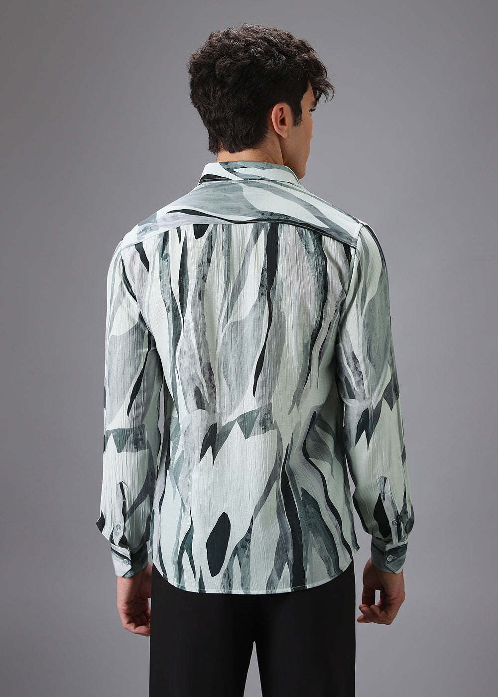 Green Leaf Crushed Printed Shirt