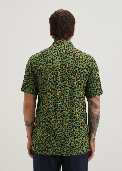Green Leopardic Print Half sleeve shirt