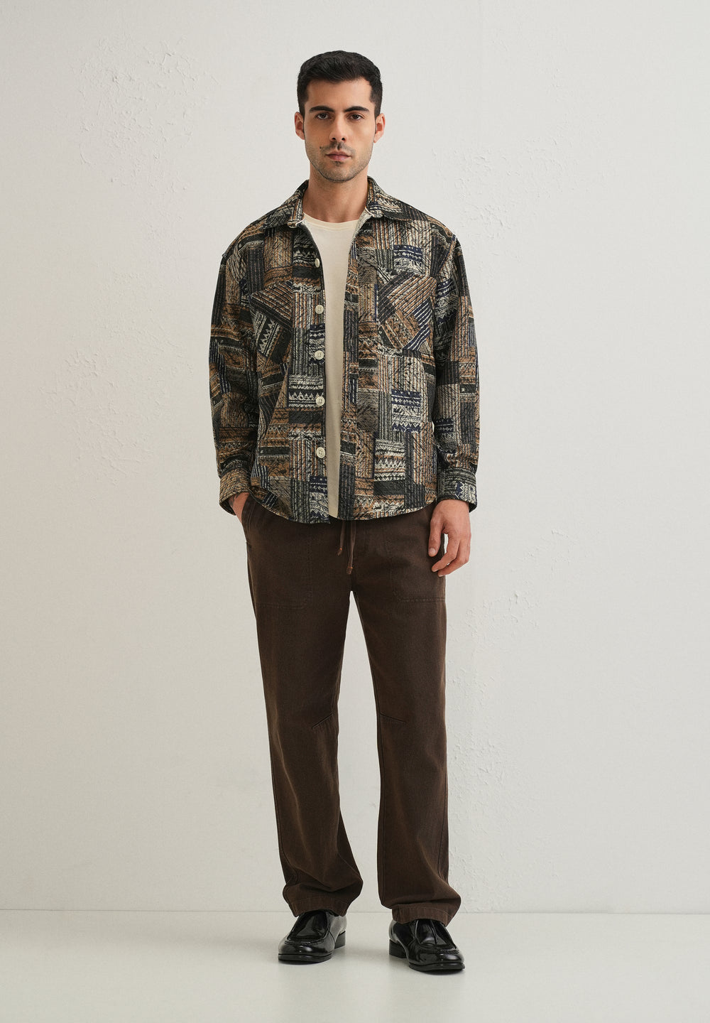 Green Line Abstract Regular Fit Shacket