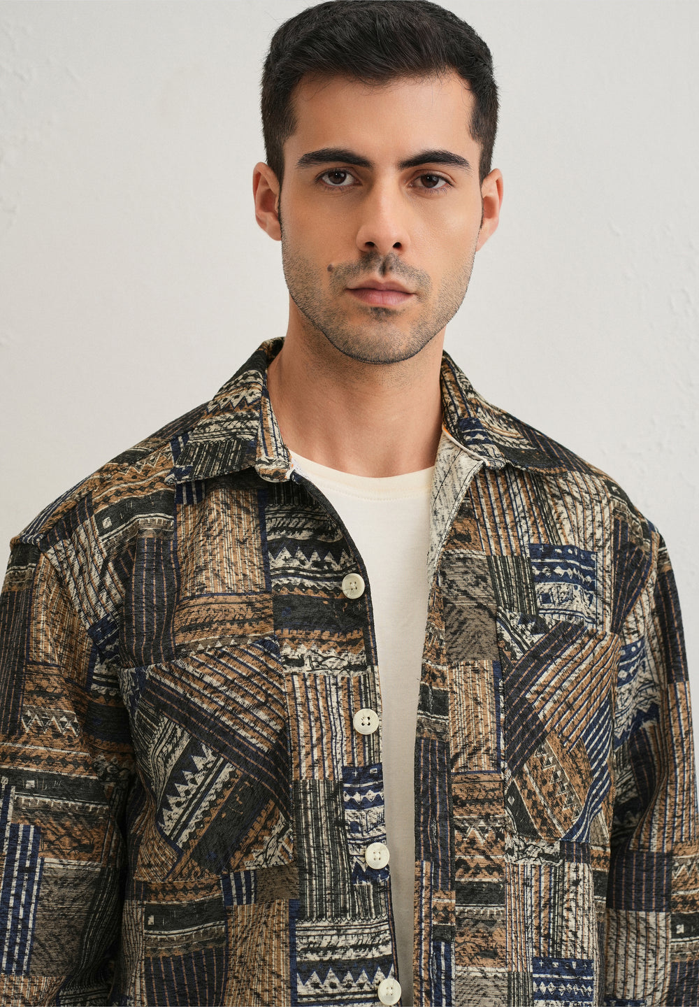 Green Line Abstract Regular Fit Shacket