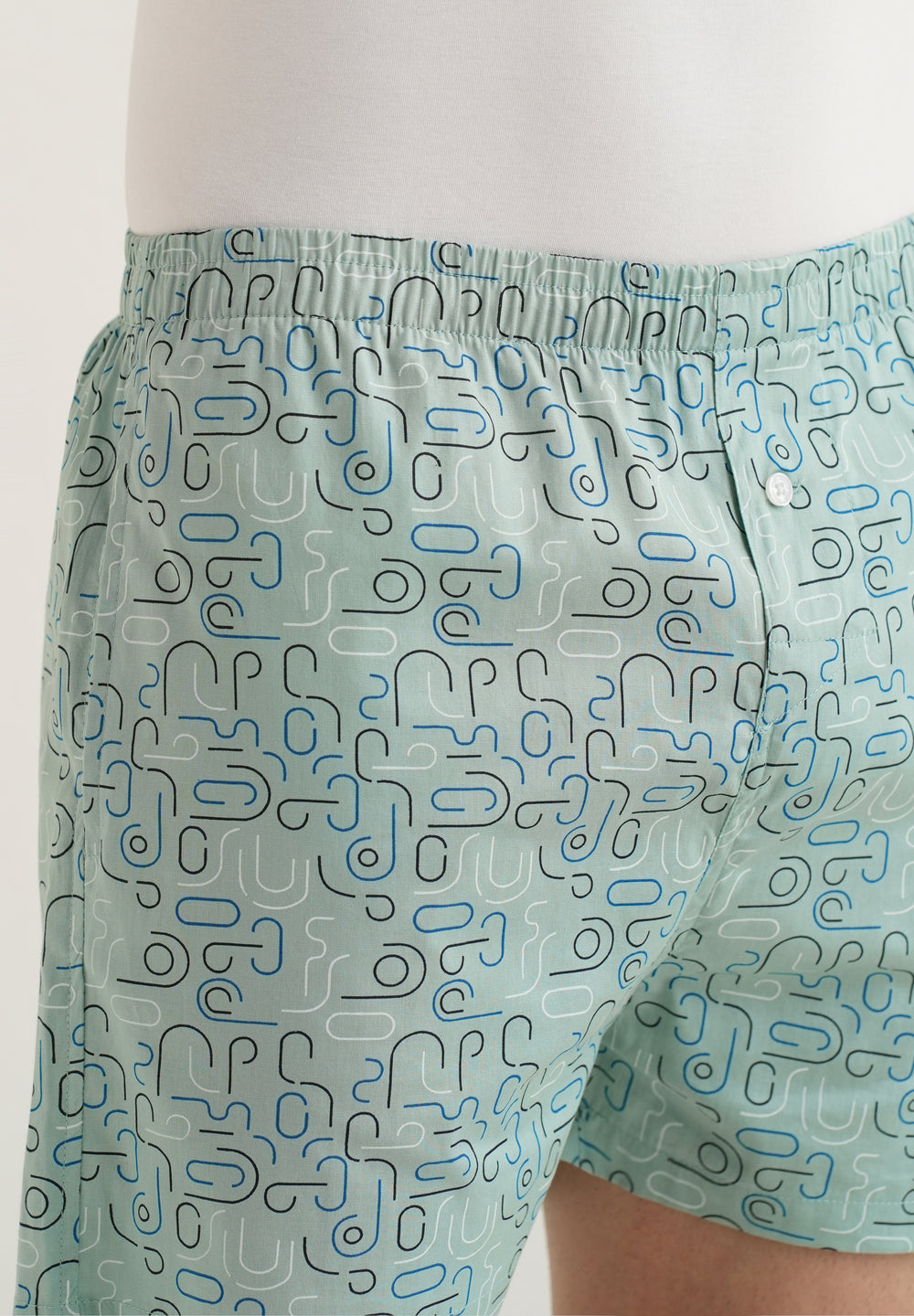 Green Line Art Printed Boxer