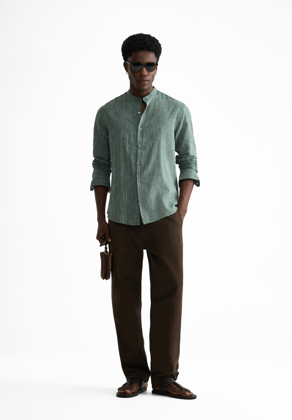Green Lyocell Cotton Stripe Shirt