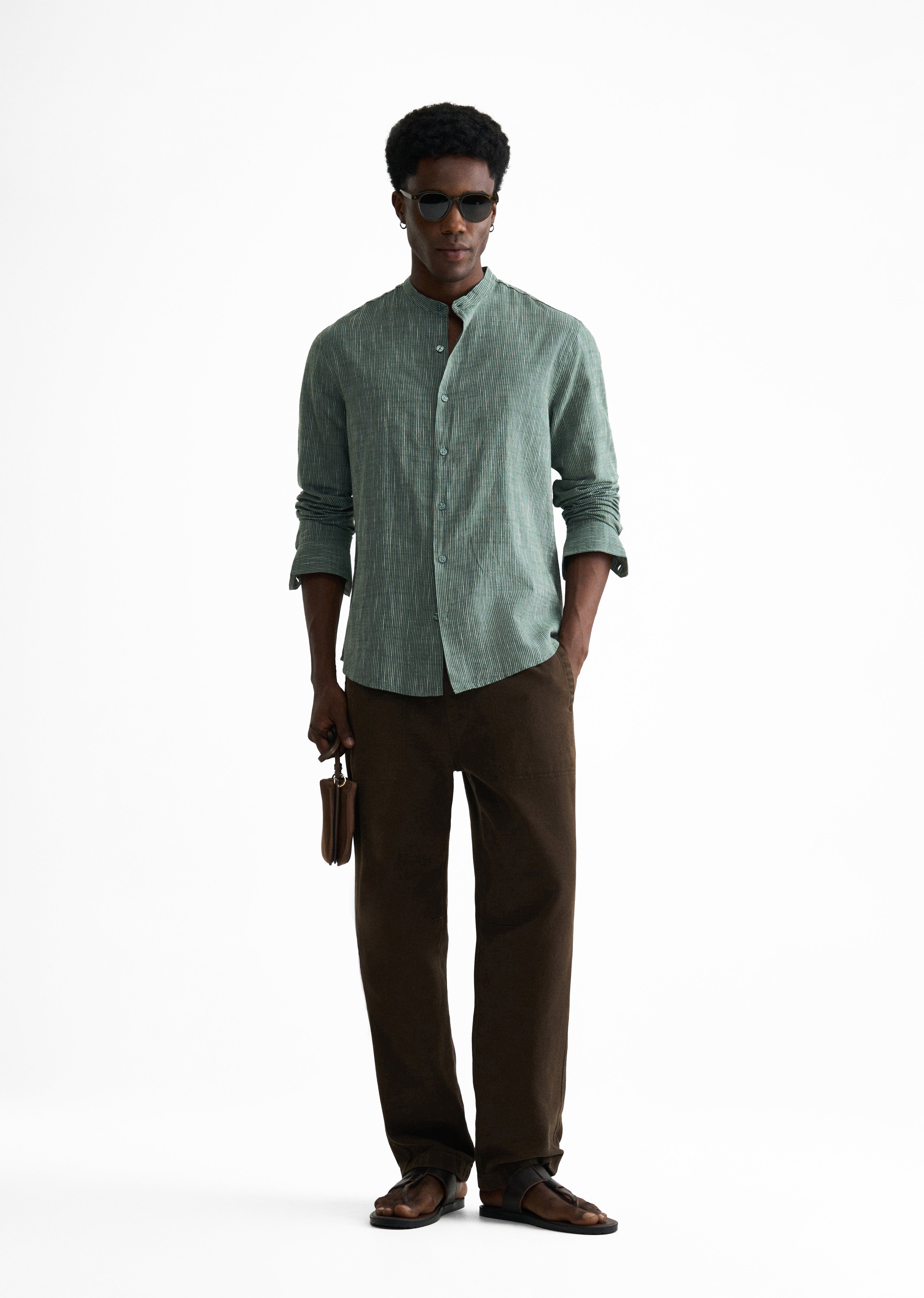 Green Lyocell Cotton Stripe Shirt