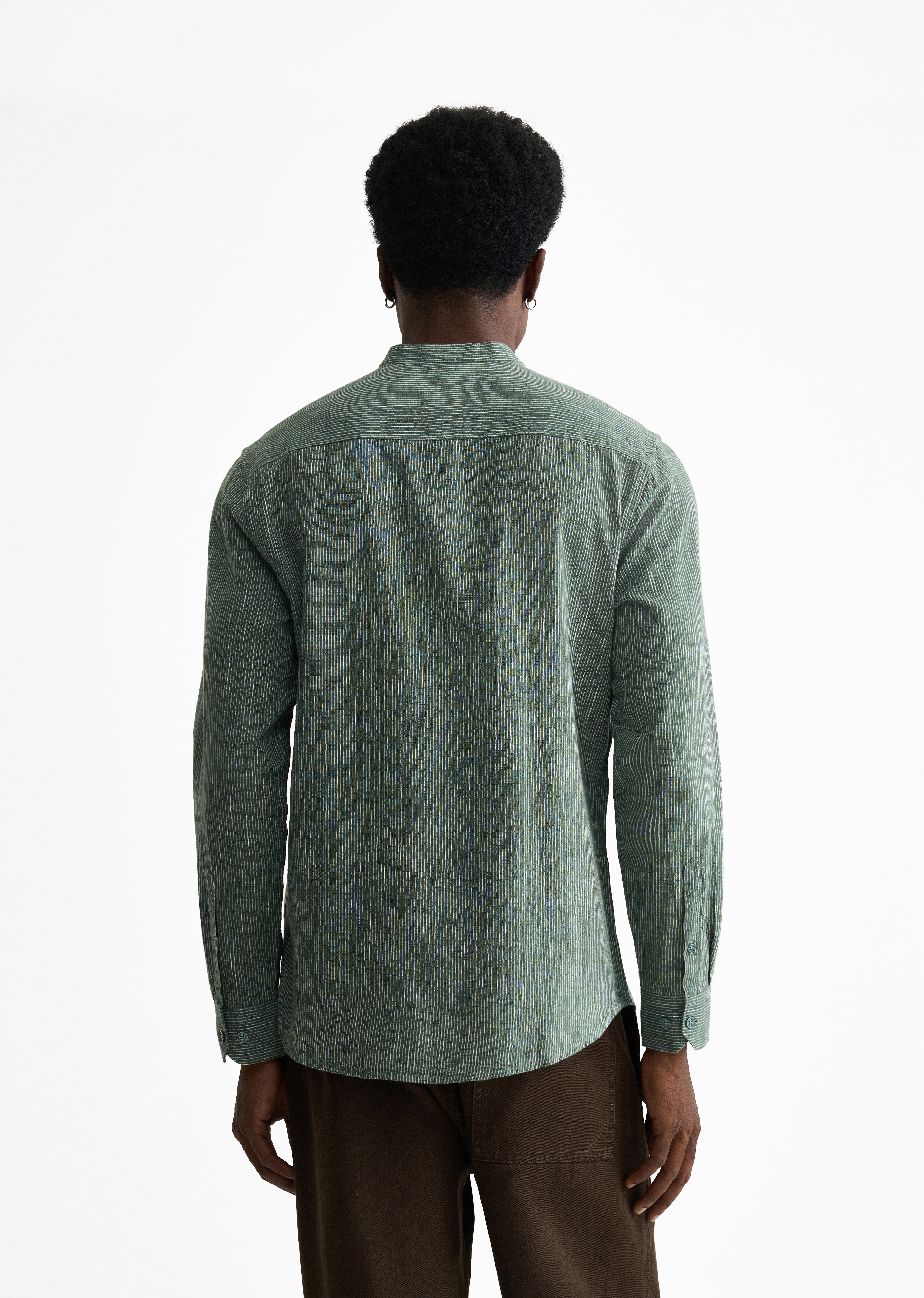 Green Lyocell Cotton Stripe Shirt