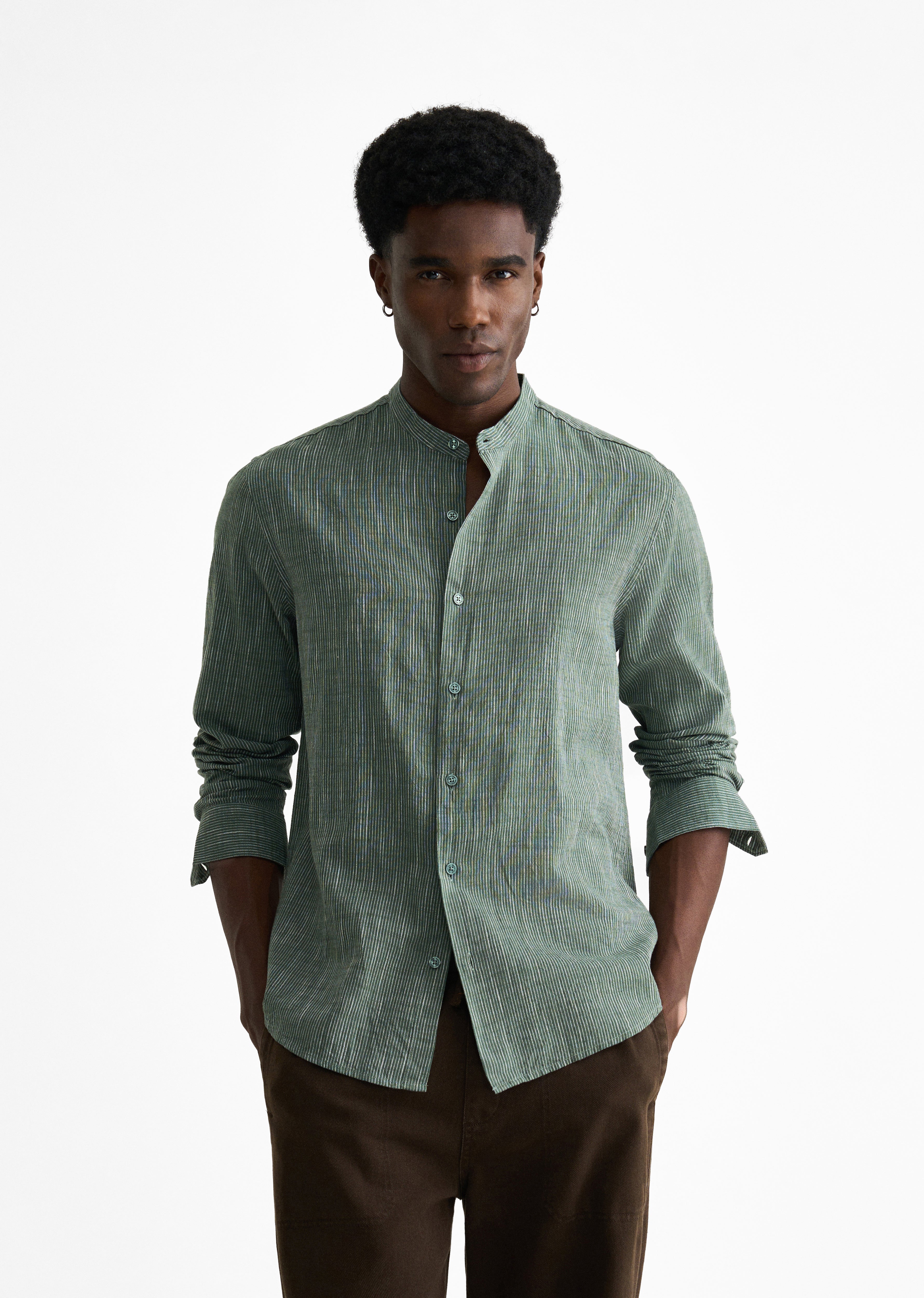 Green Lyocell Cotton Stripe Shirt