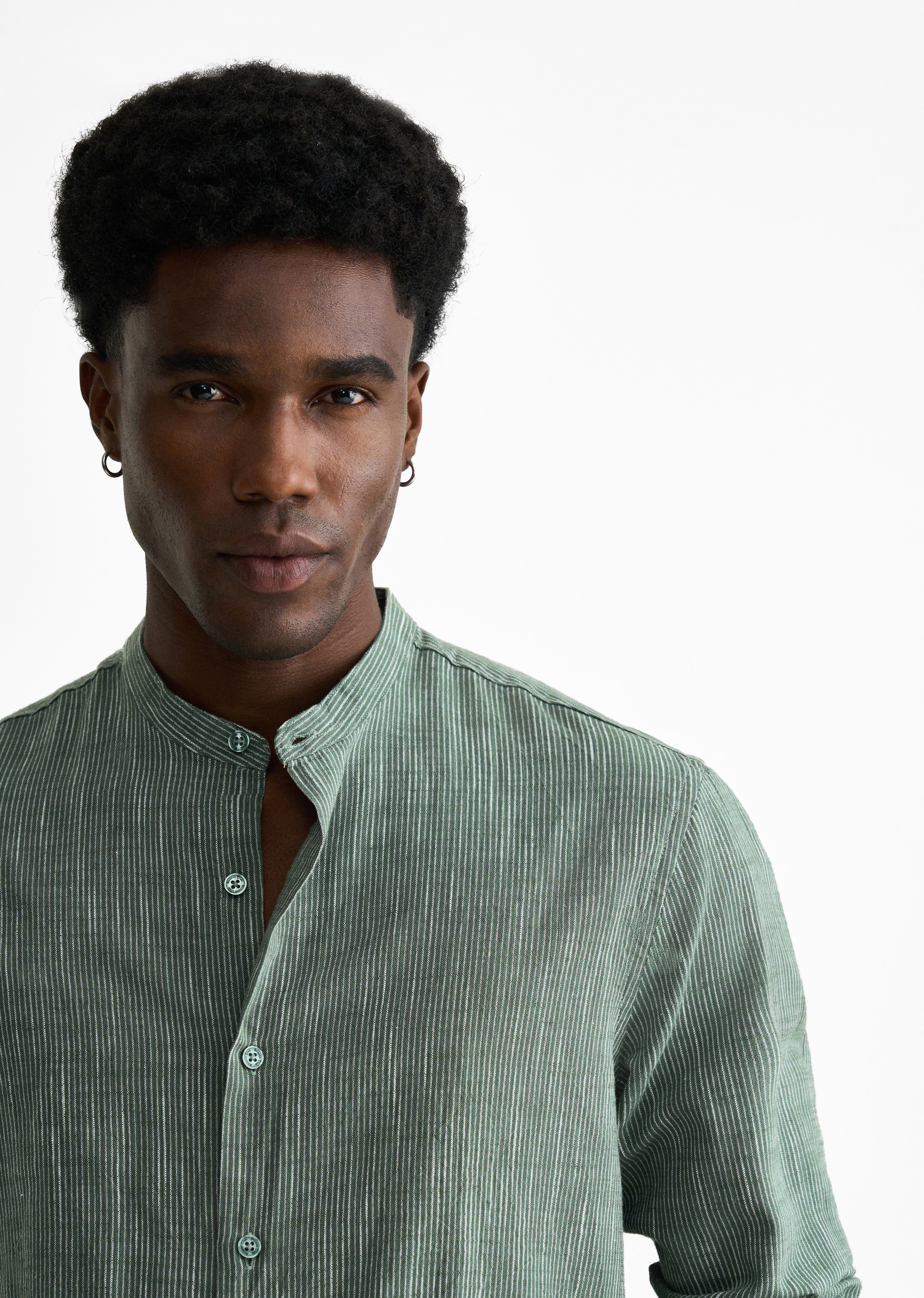 Green Lyocell Cotton Stripe Shirt