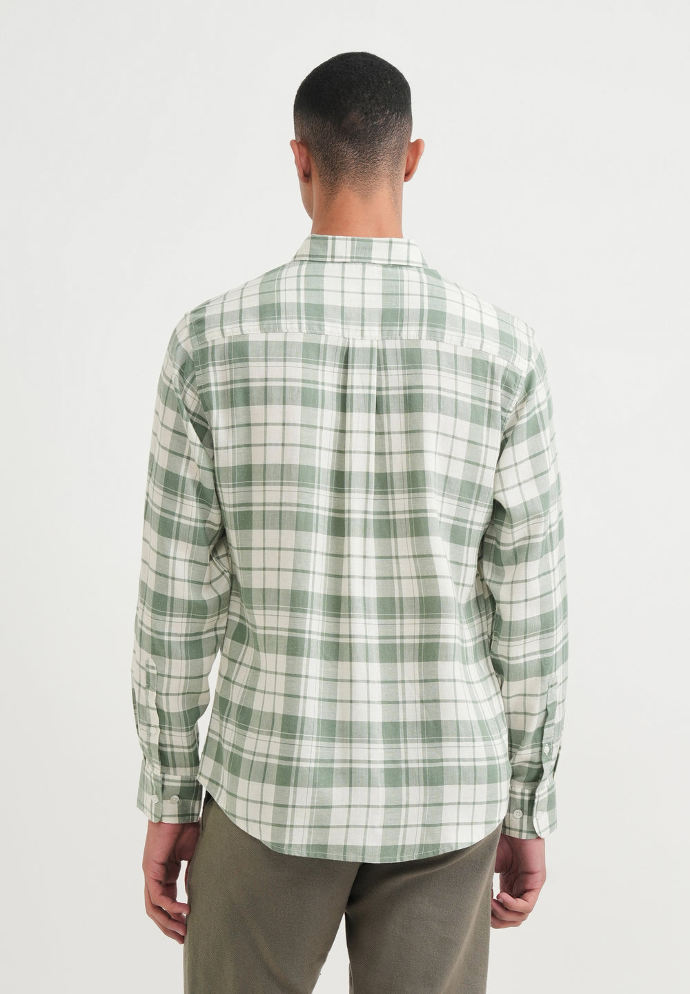Green Lyocell Linen Check Shirt