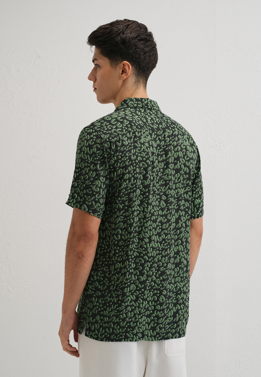 Green Panthera Print Half sleeve shirt