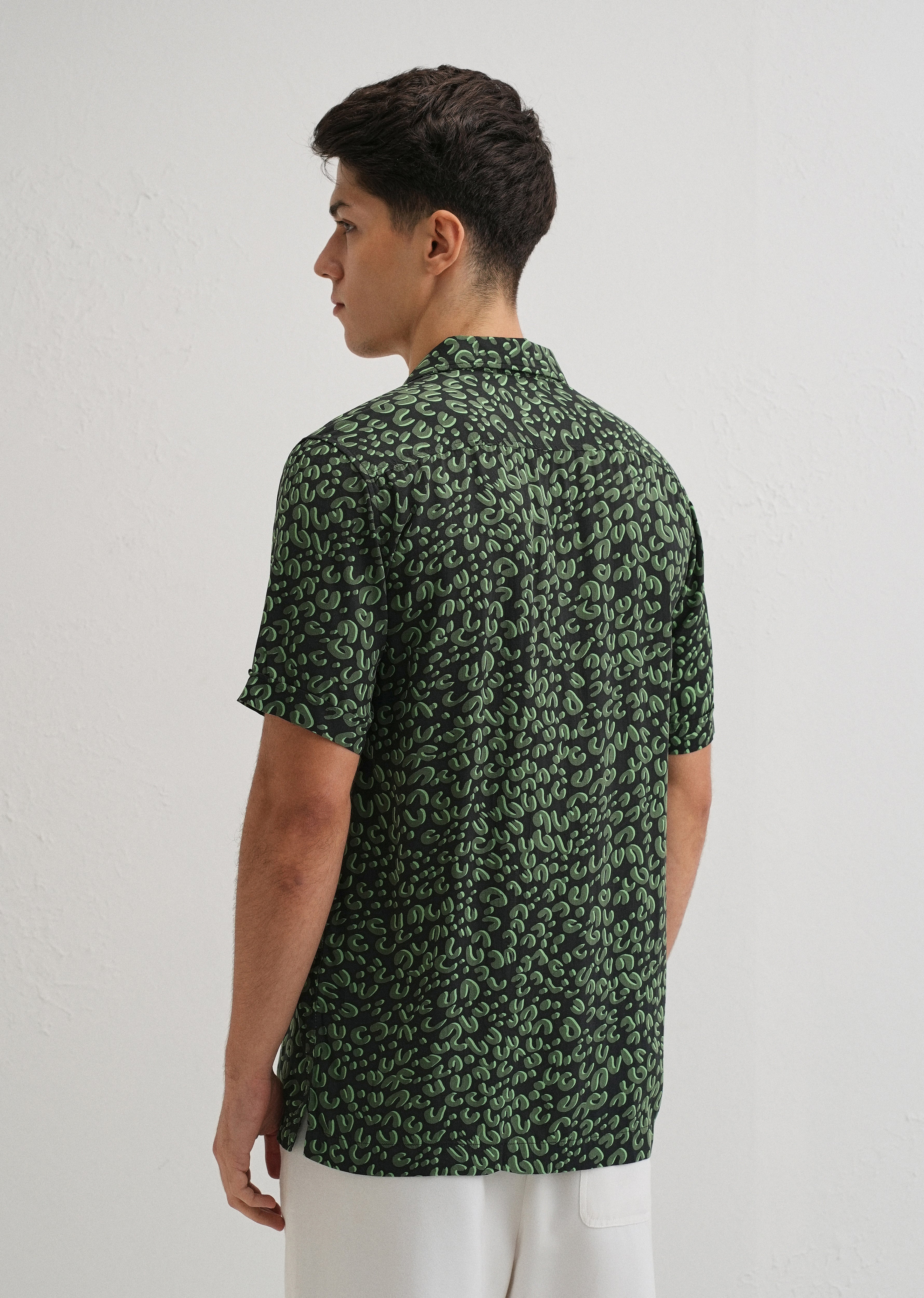 Green Panthera Print Half sleeve shirt