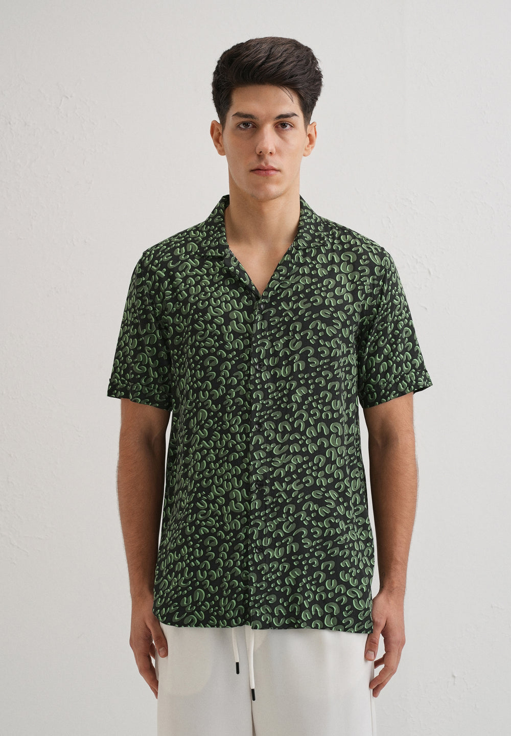 Green Panthera Print Half sleeve shirt