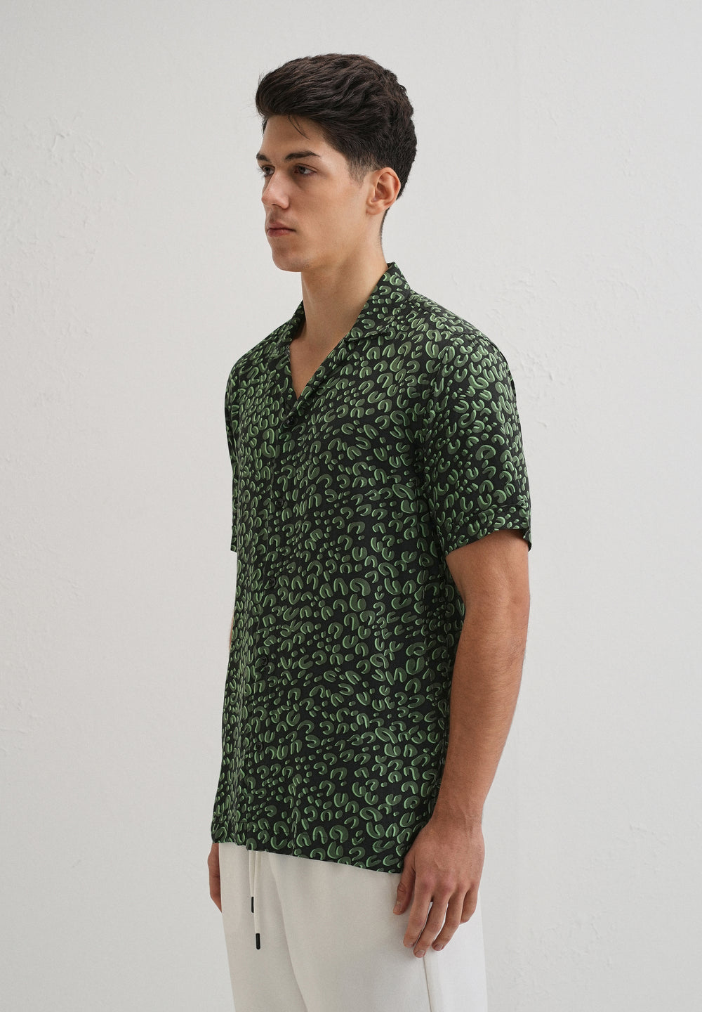 Green Panthera Print Half sleeve shirt