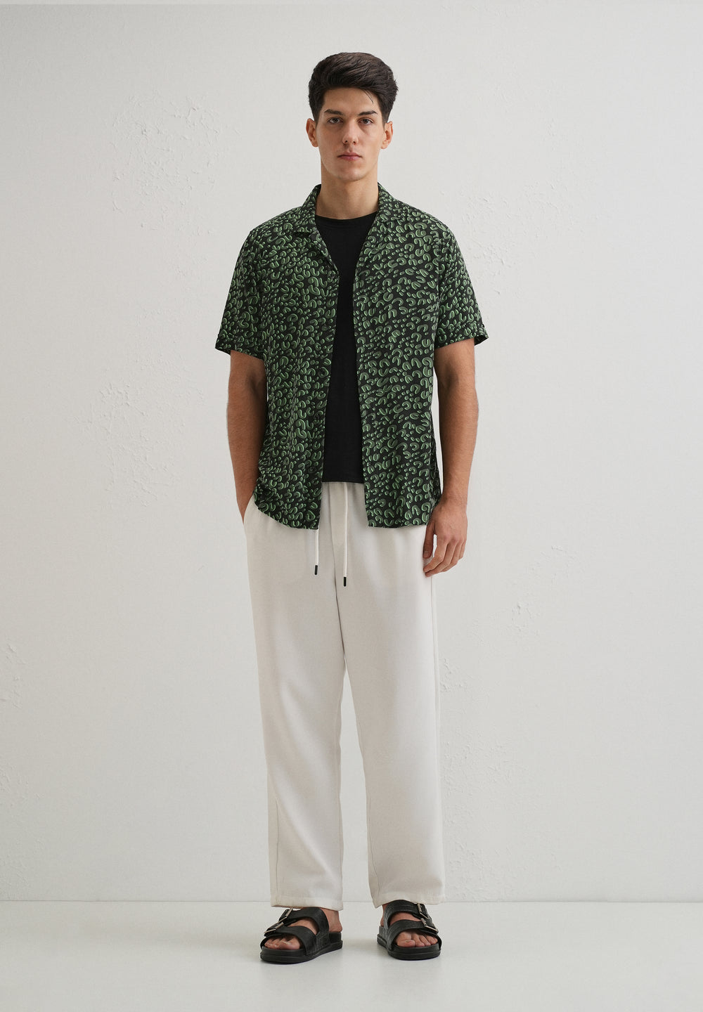 Green Panthera Print Half sleeve shirt