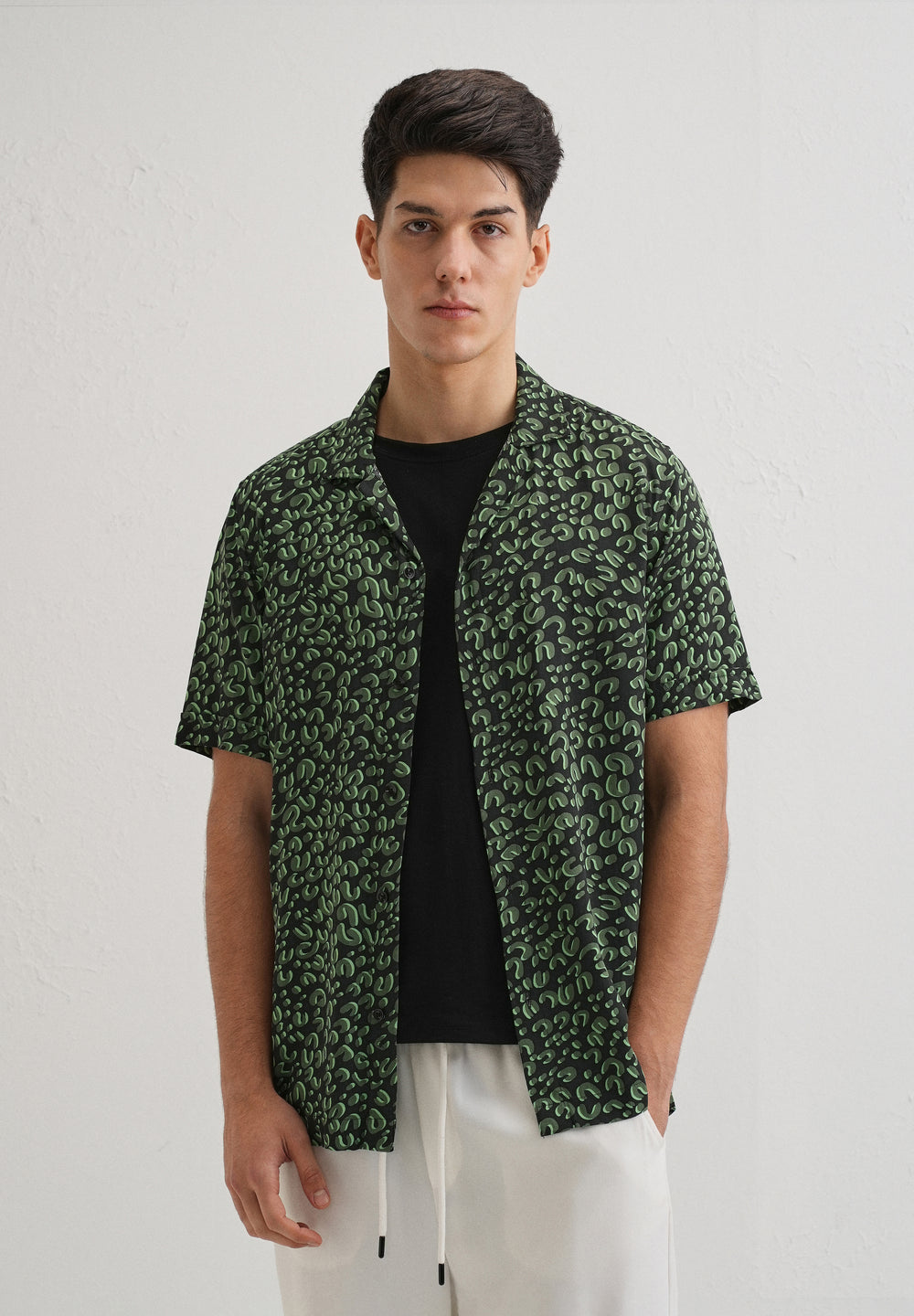 Green Panthera Print Half sleeve shirt