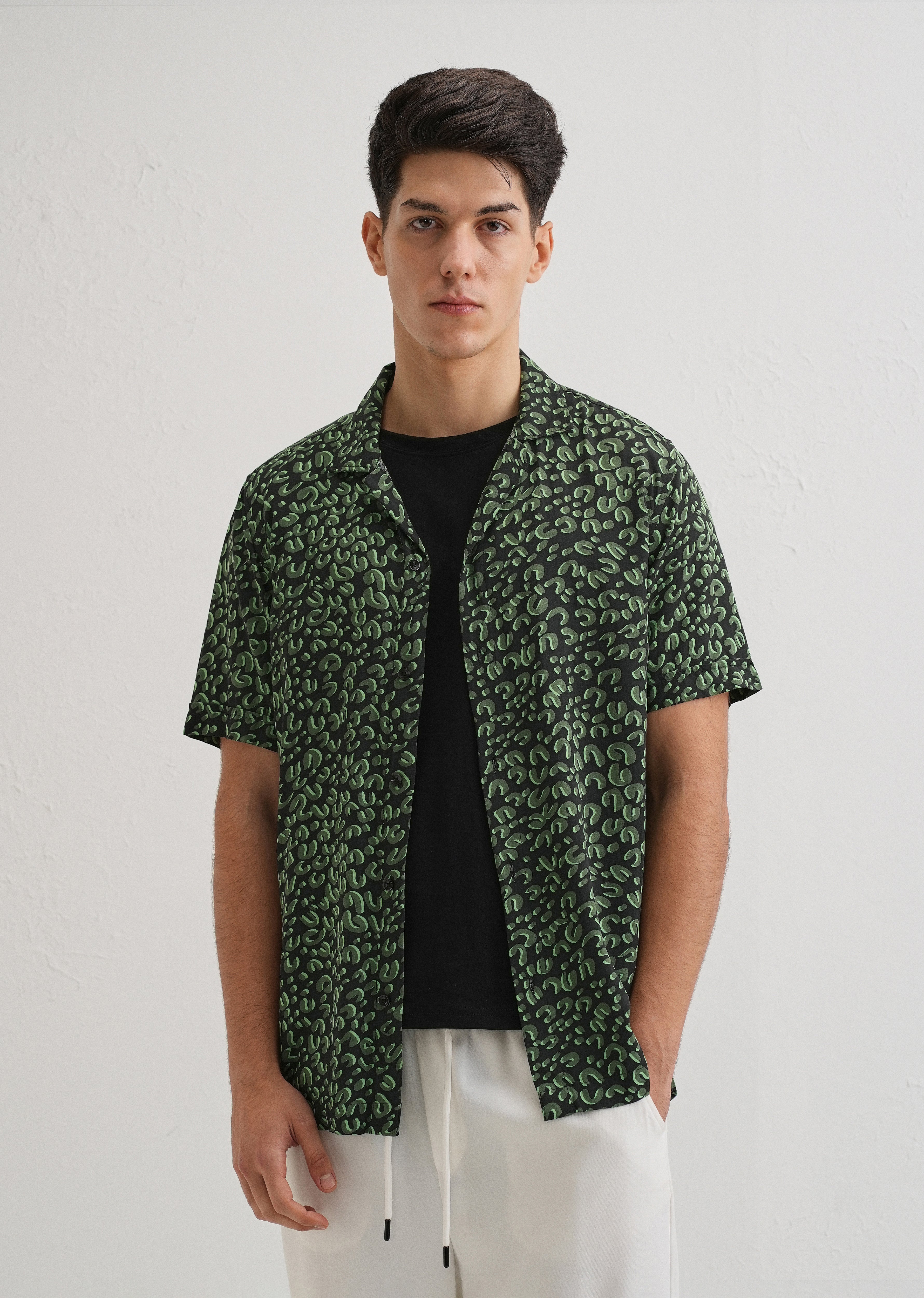 Green Panthera Print Half sleeve shirt