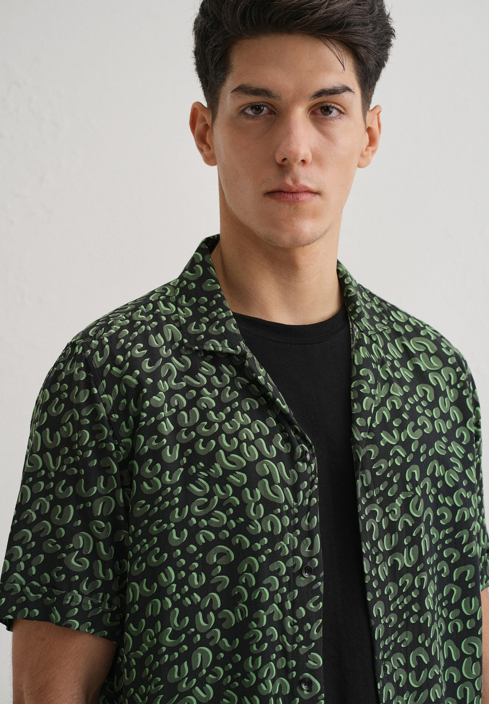 Green Panthera Print Half sleeve shirt