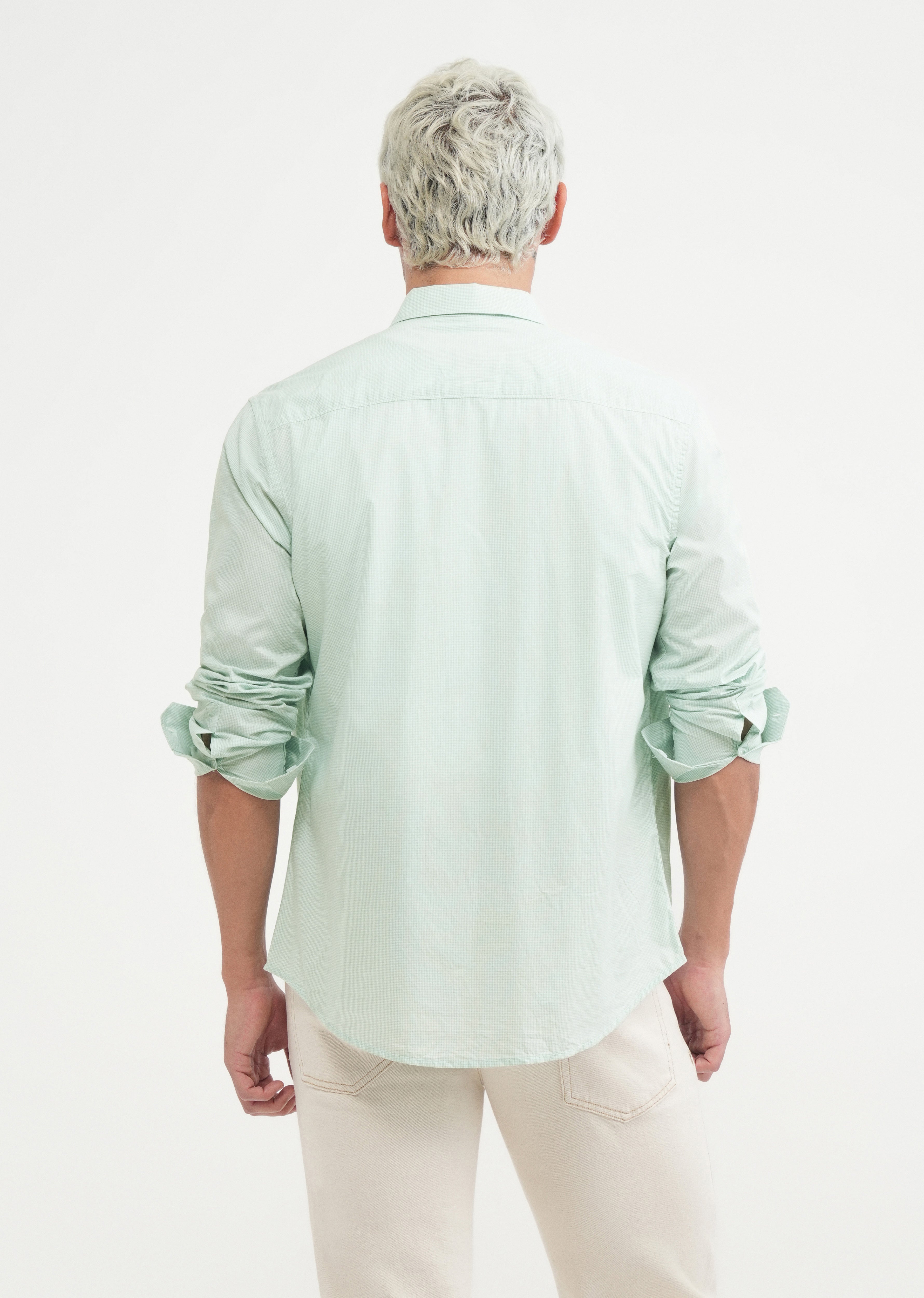 Green Placement Print Cotton Shirt