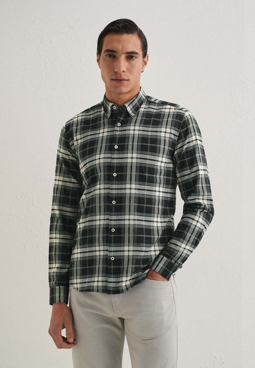 Green Plaid Check Shirt