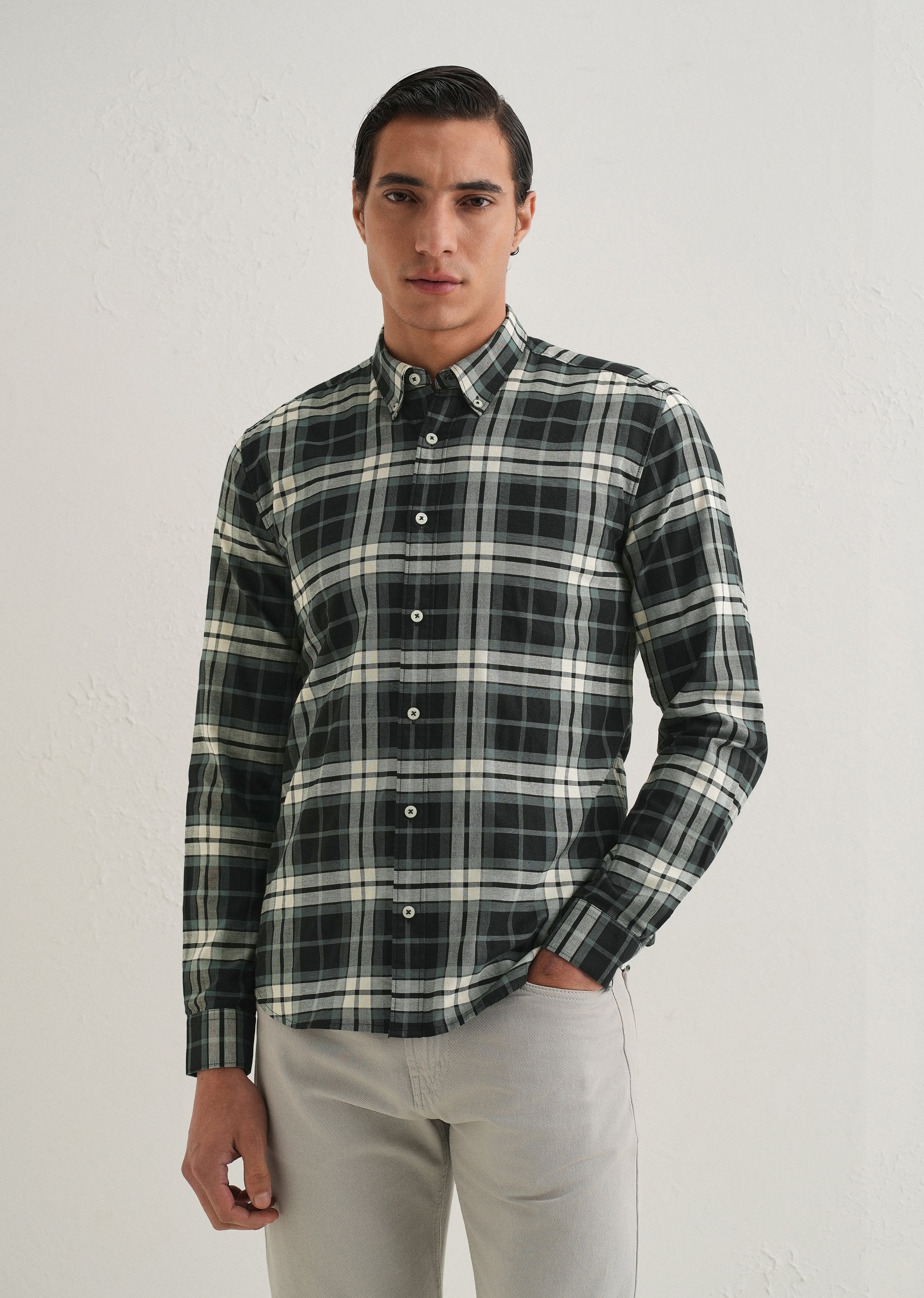 Green Plaid Check Shirt