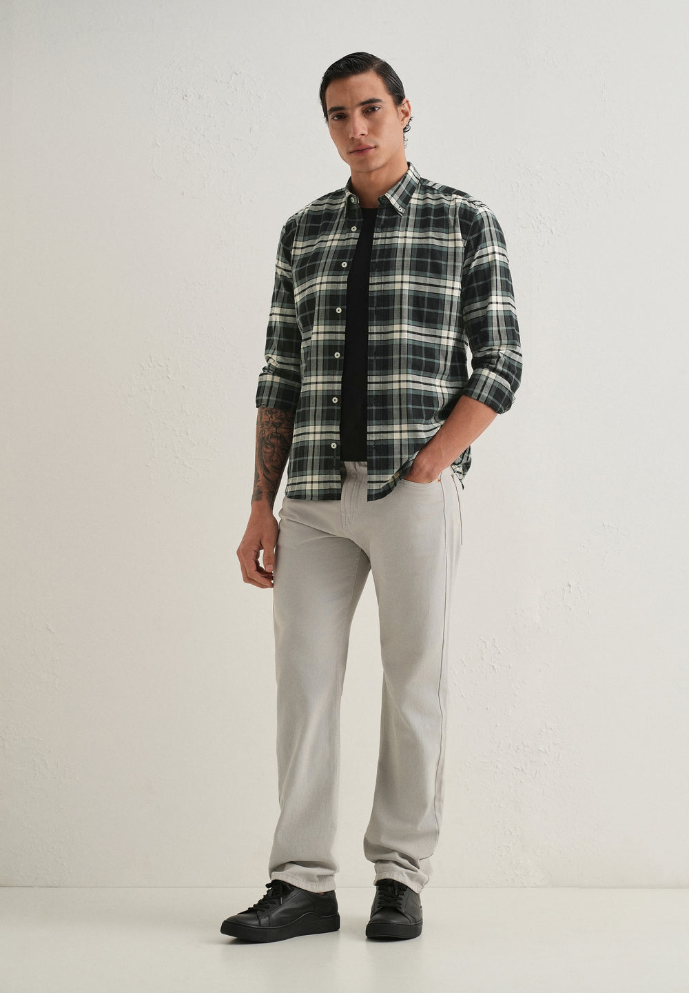 Green Plaid Check Shirt