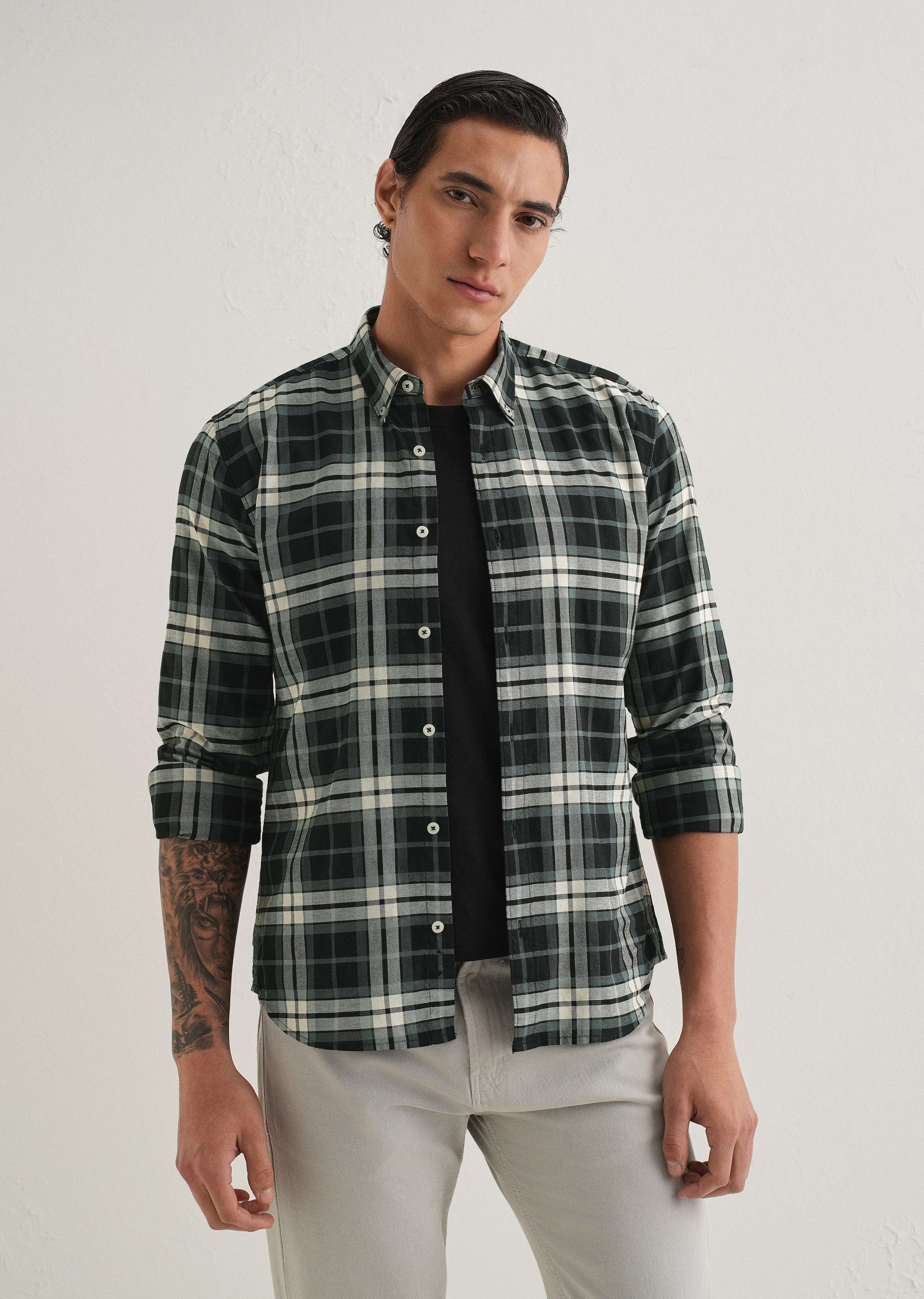 Green Plaid Check Shirt