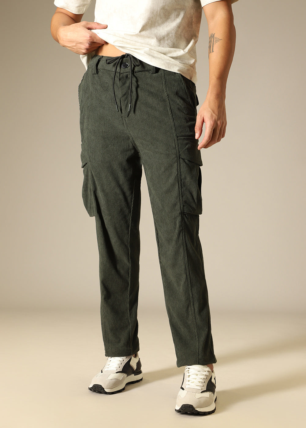 Green Pocket Cargo Corduroy Pant